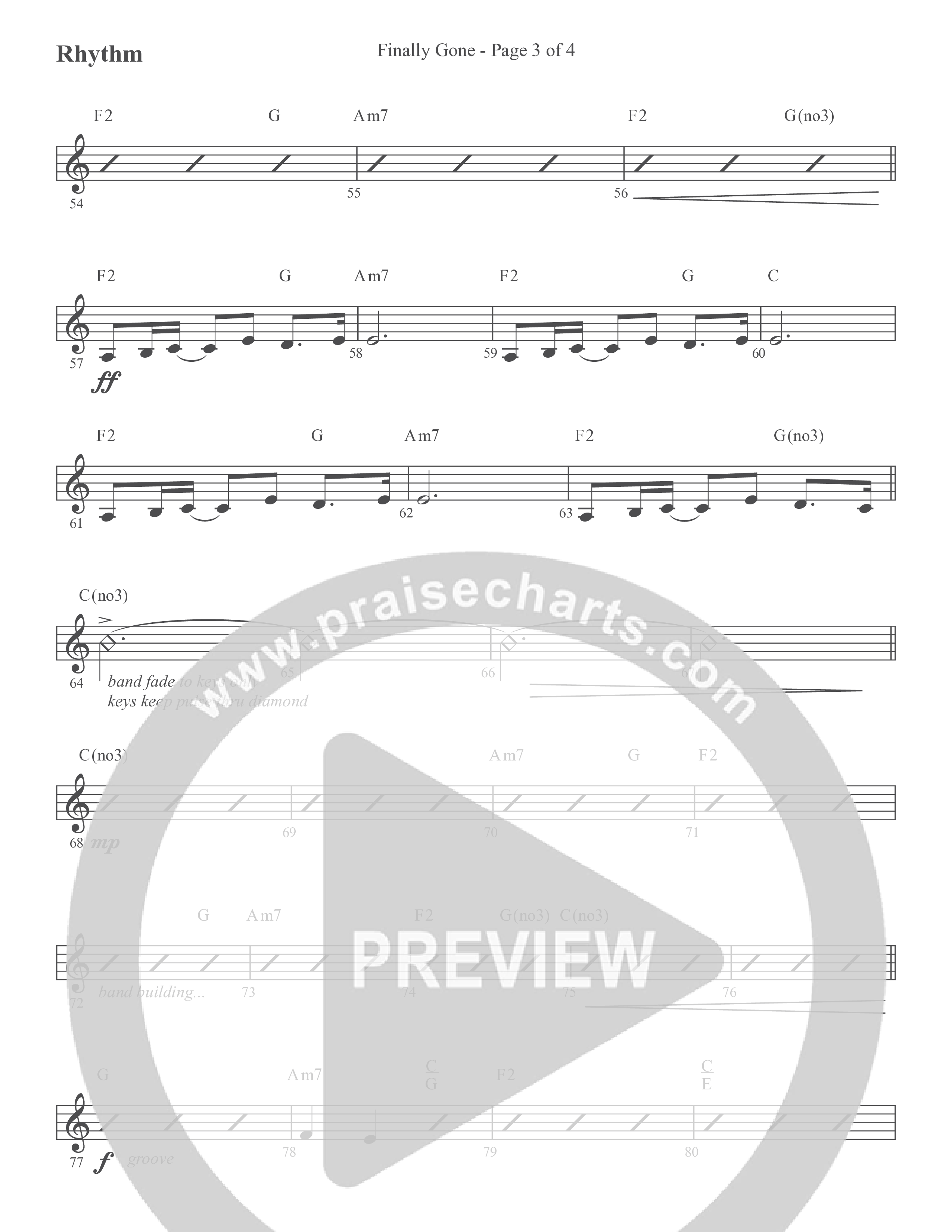 Finally Gone (Choral Anthem SATB) Rhythm Chart (Word Music Choral / Arr. Cliff Duren)