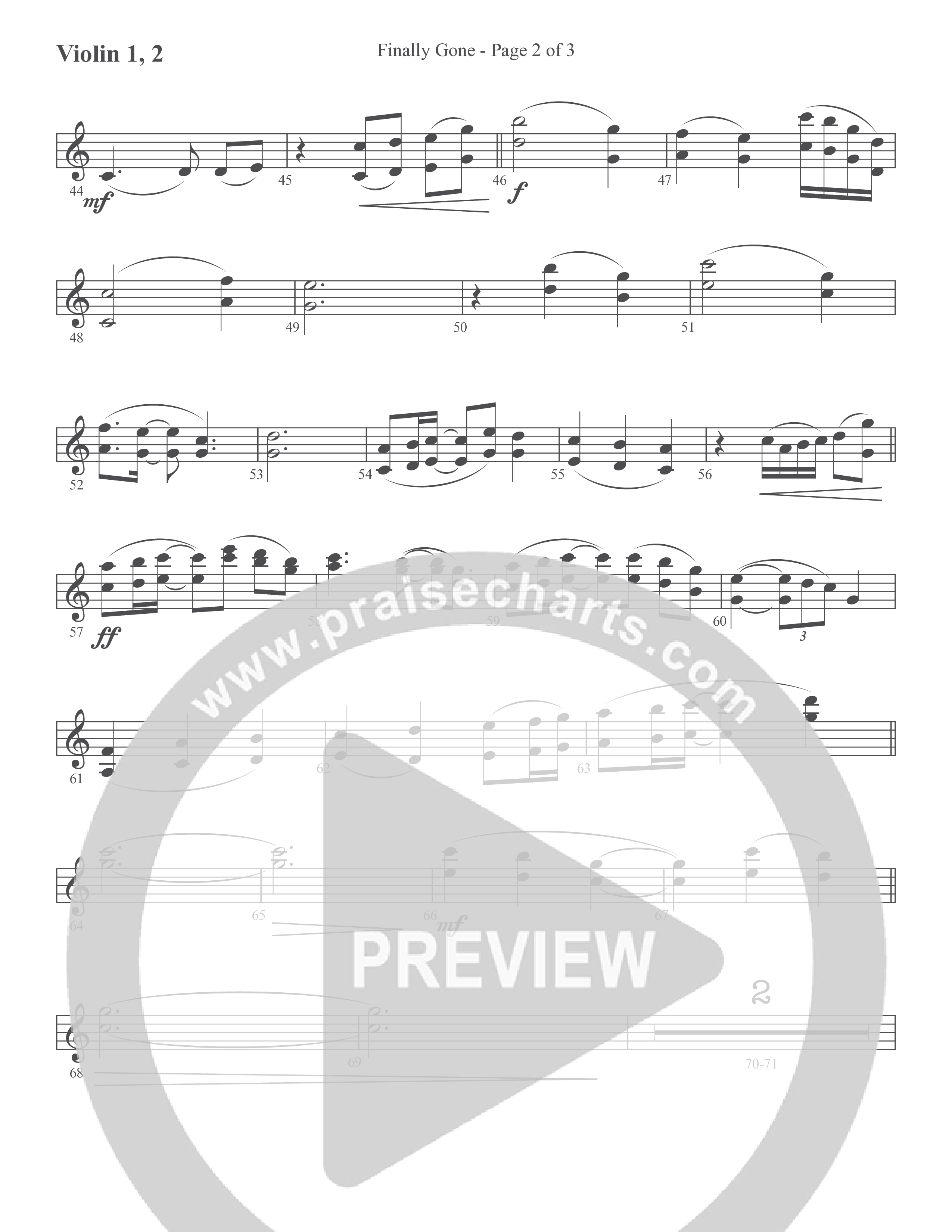 Finally Gone (Choral Anthem SATB) Violin 1/2 (Word Music Choral / Arr. Cliff Duren)
