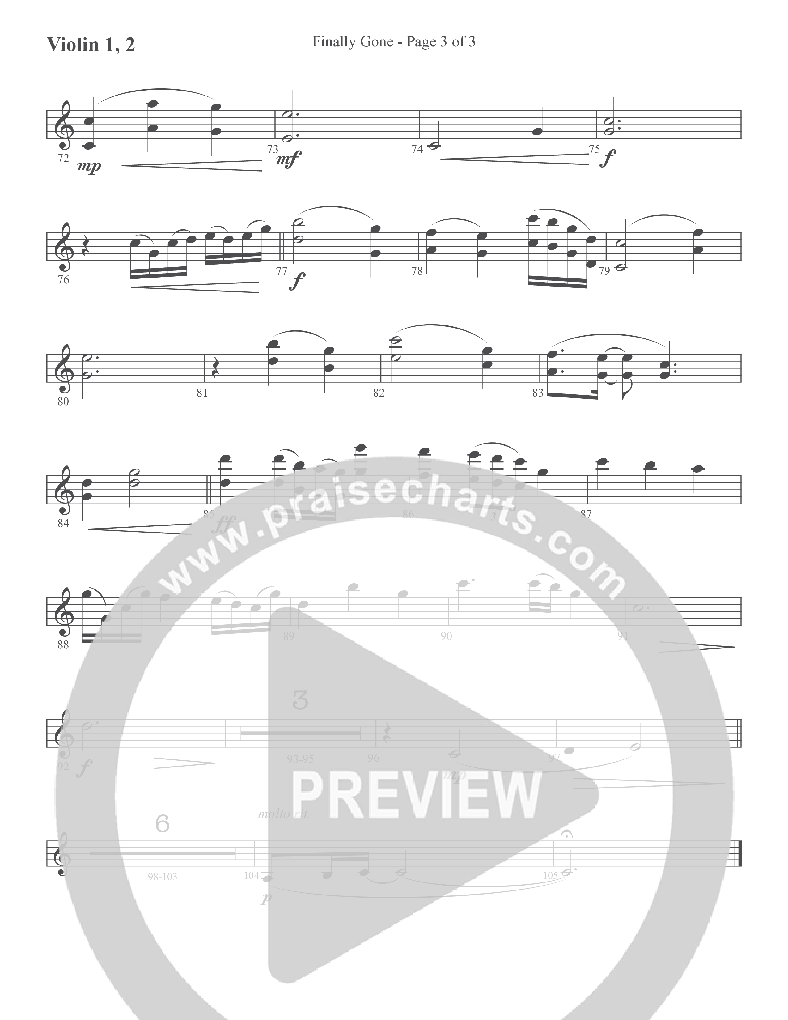 Finally Gone (Choral Anthem SATB) Violin 1/2 (Word Music Choral / Arr. Cliff Duren)
