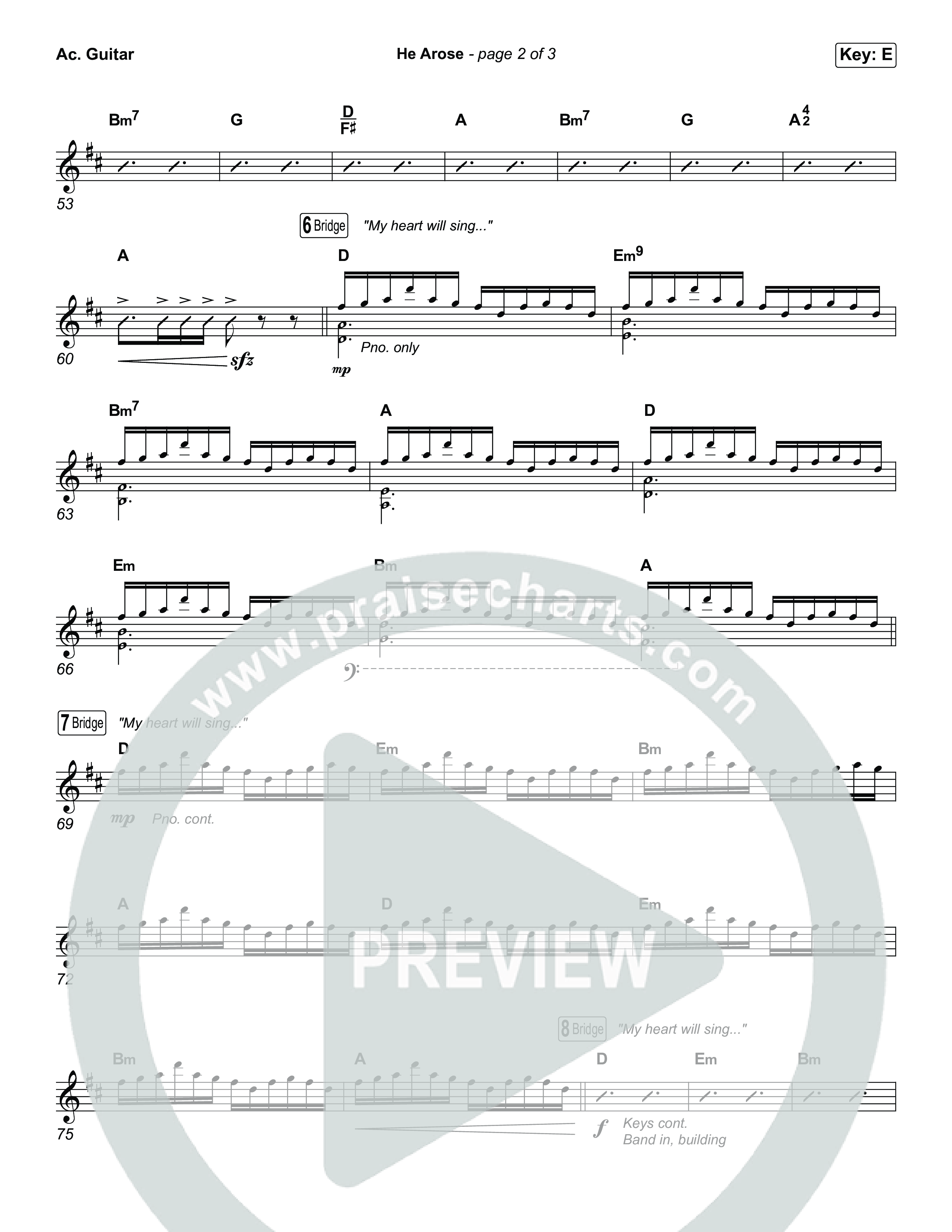 He Arose (Choral Anthem SATB) Acoustic Guitar (Tommee Profitt / Phil Wickham / Arr. Luke Gambill)