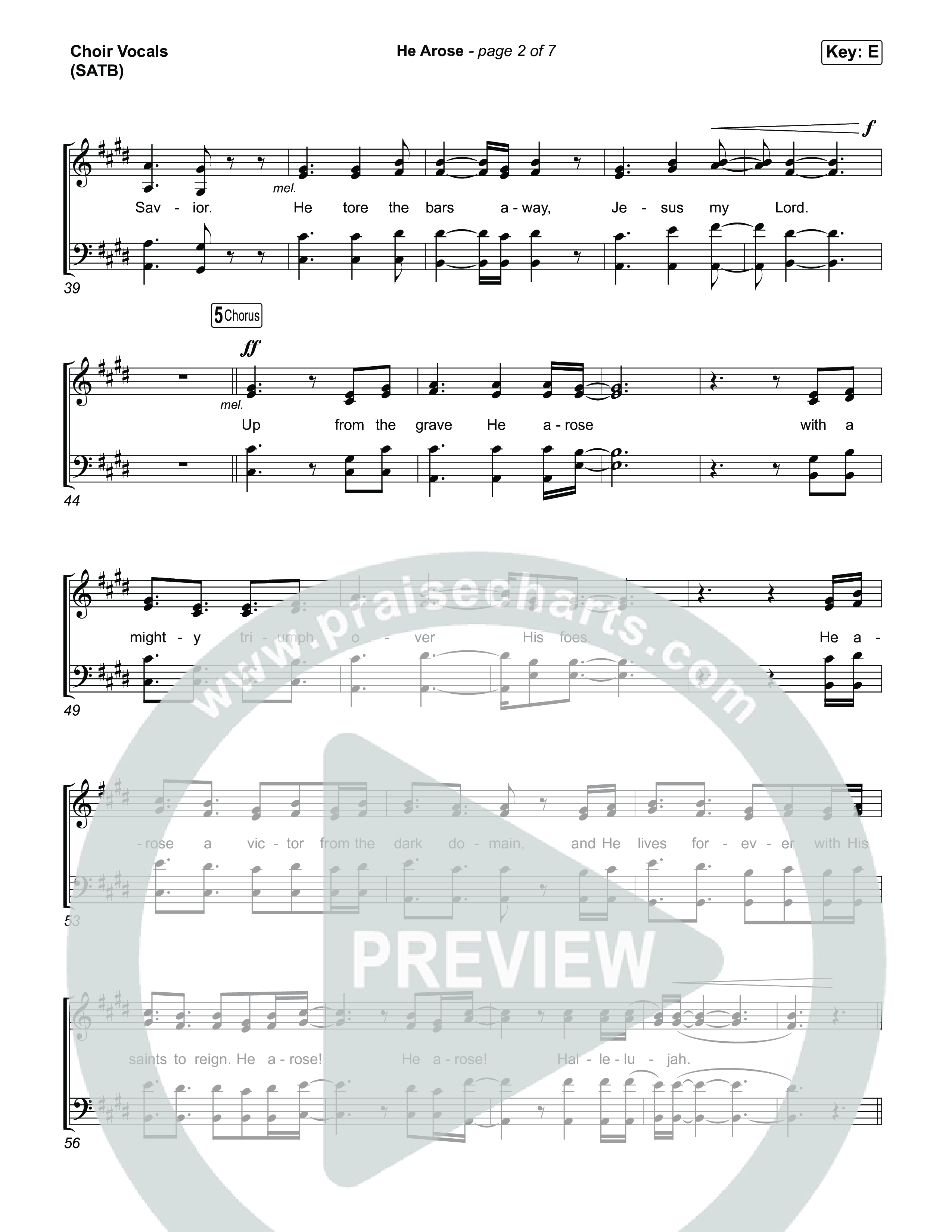 He Arose (Choral Anthem SATB) Choir Sheet (SATB) (Tommee Profitt / Phil Wickham / Arr. Luke Gambill)