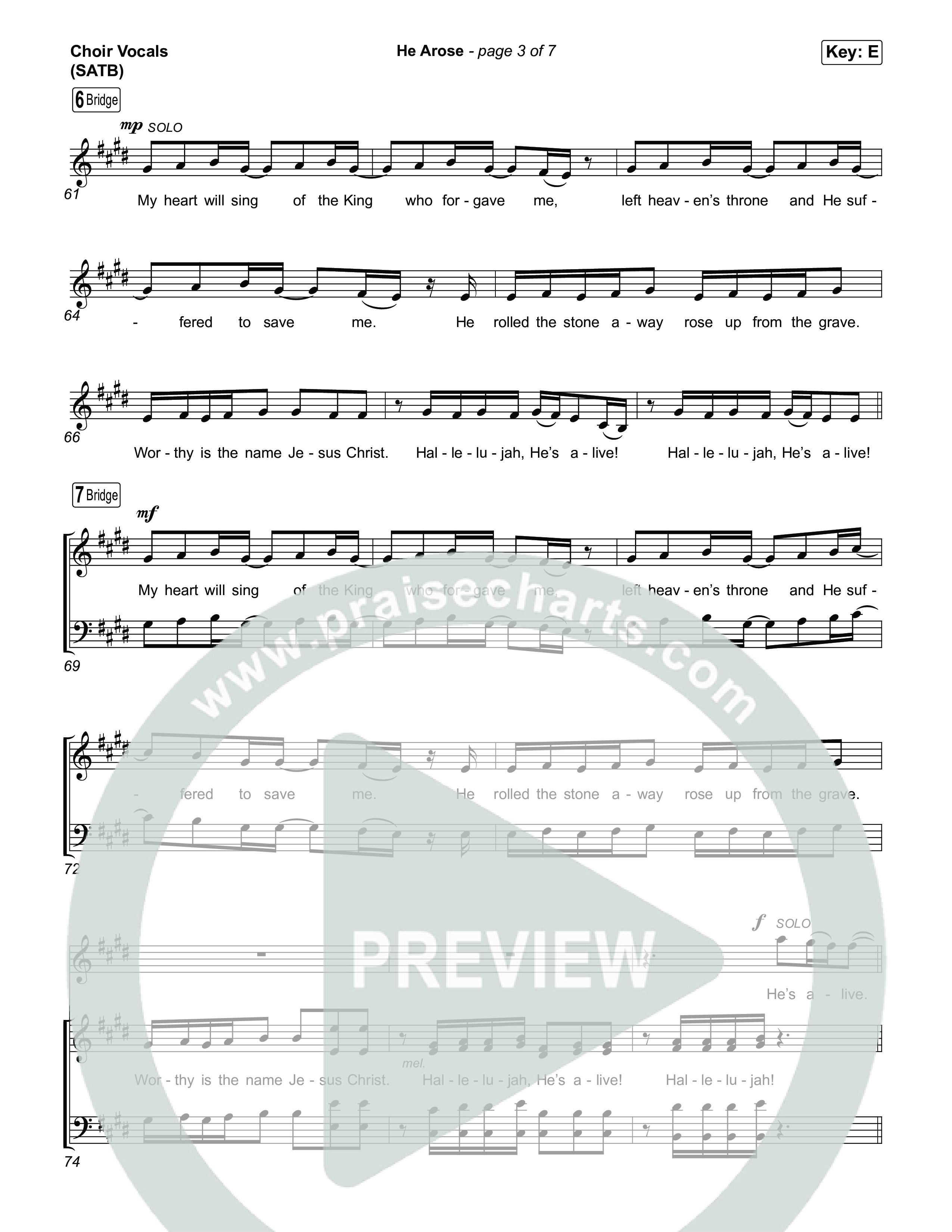 He Arose (Choral Anthem SATB) Choir Sheet (SATB) (Tommee Profitt / Phil Wickham / Arr. Luke Gambill)