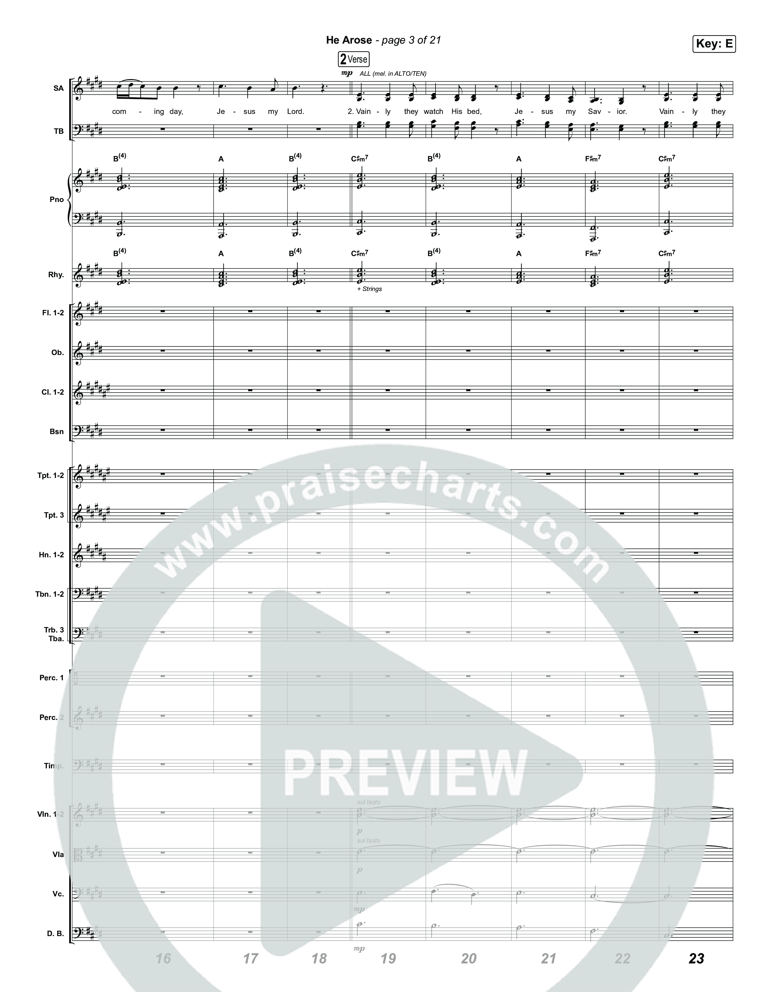 He Arose (Choral Anthem SATB) Orchestration (Tommee Profitt / Phil Wickham / Arr. Luke Gambill)