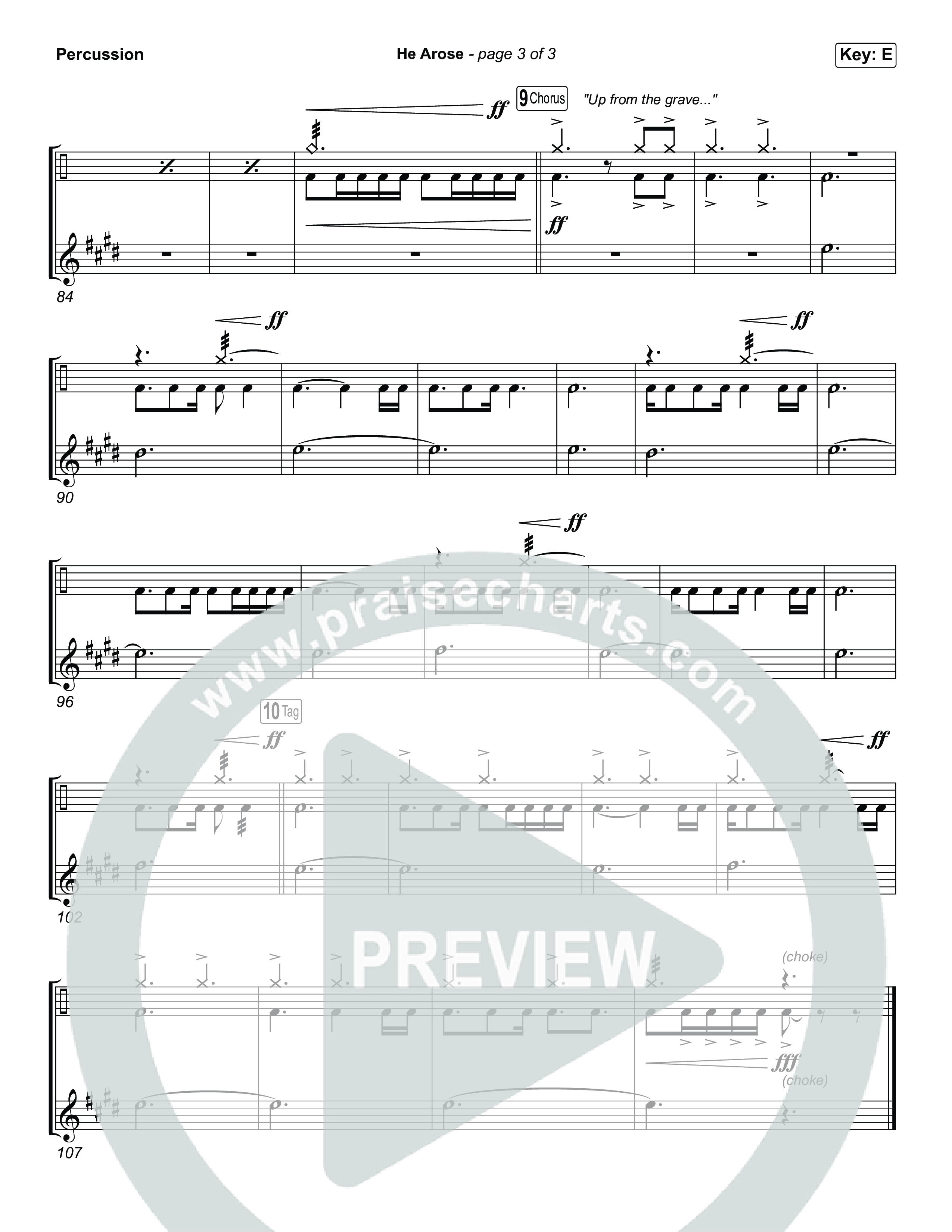 He Arose (Choral Anthem SATB) Percussion (Tommee Profitt / Phil Wickham / Arr. Luke Gambill)