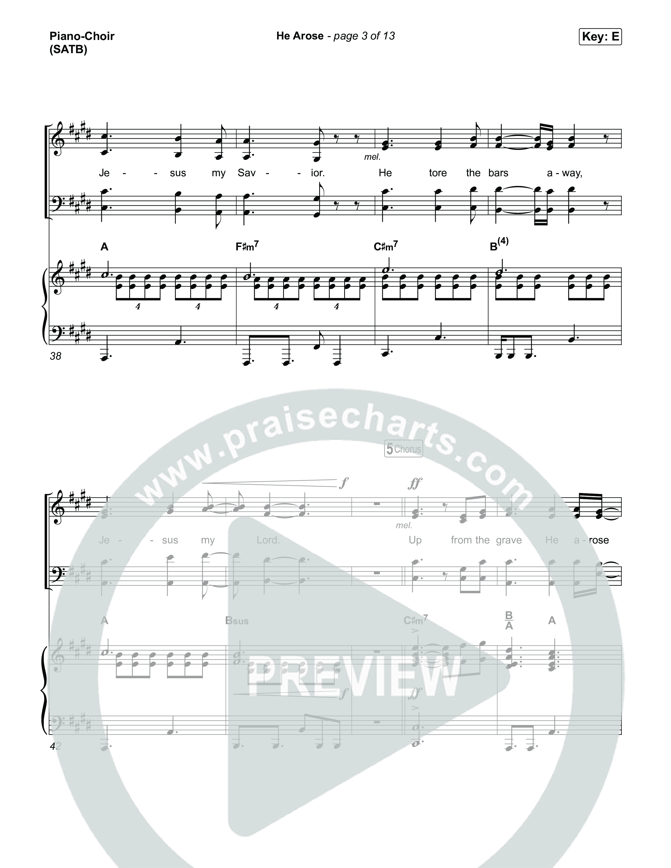 He Arose (Choral Anthem SATB) Piano/Vocal (SATB) (Tommee Profitt / Phil Wickham / Arr. Luke Gambill)