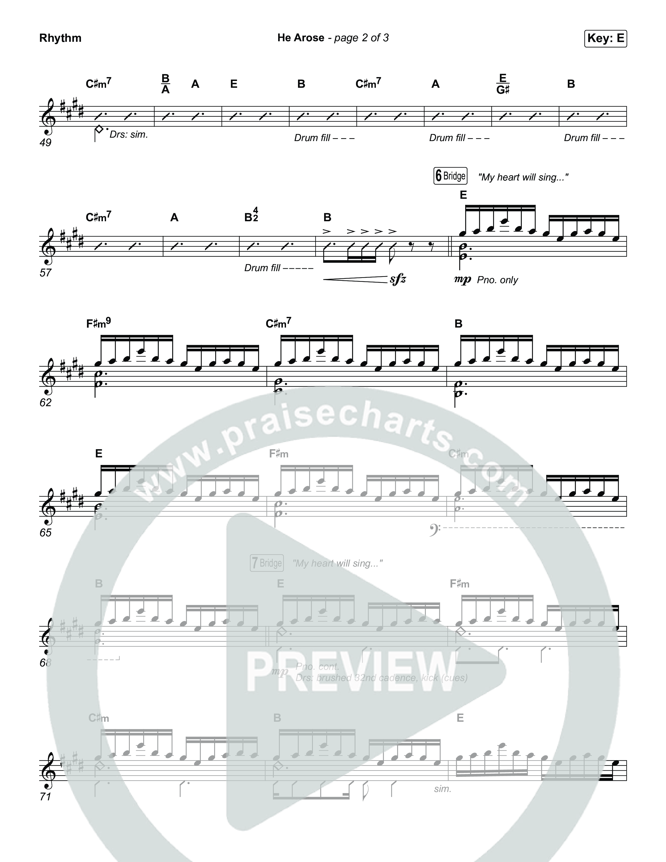He Arose (Choral Anthem SATB) Rhythm Chart (Tommee Profitt / Phil Wickham / Arr. Luke Gambill)