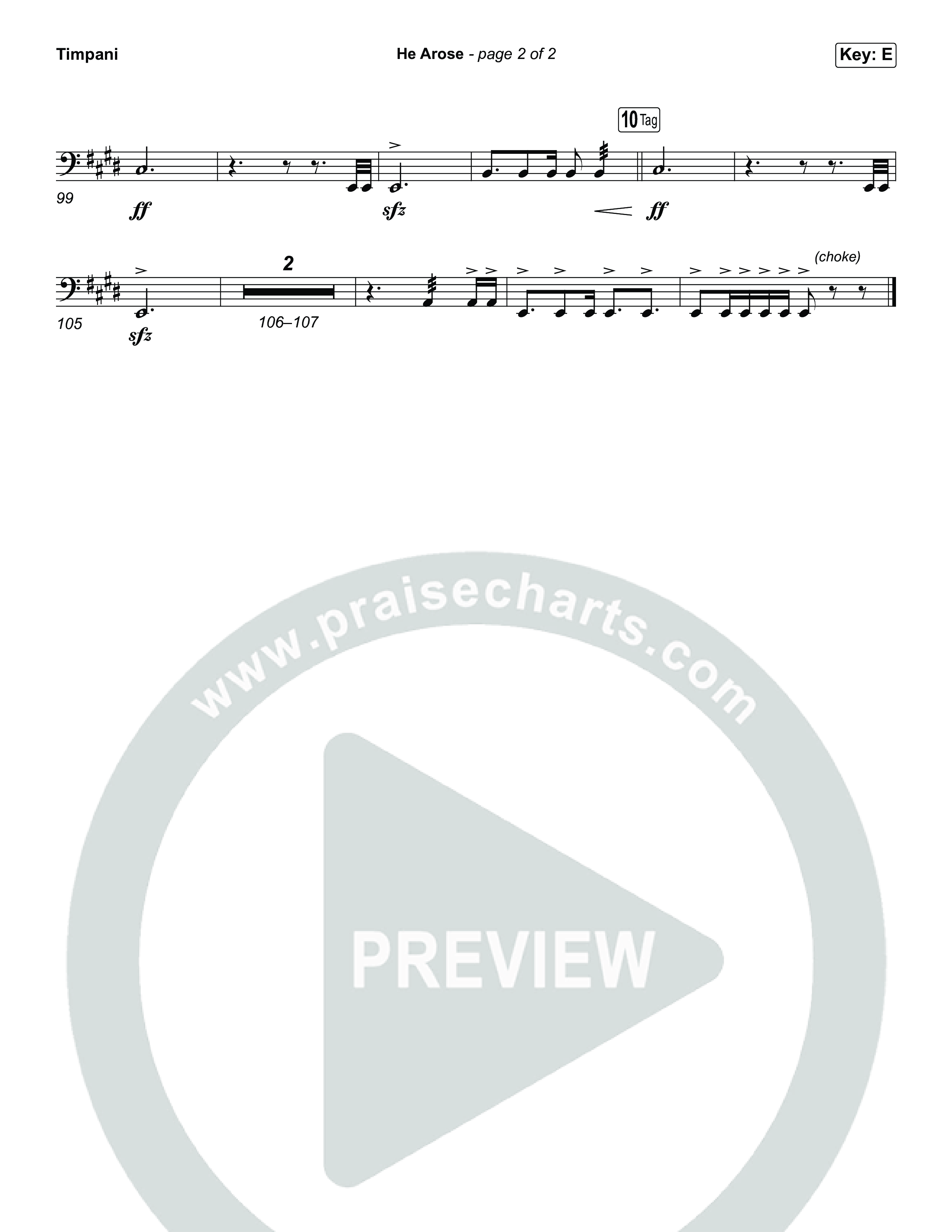 He Arose (Choral Anthem SATB) Timpani (Tommee Profitt / Phil Wickham / Arr. Luke Gambill)