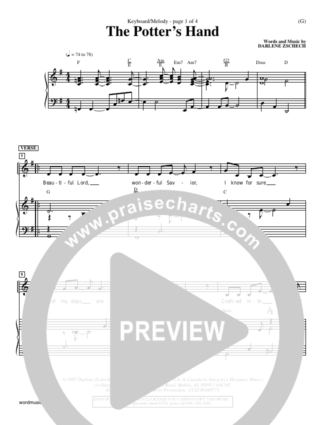 The Potter's Hand Sheet Music PDF (Darlene Zschech) PraiseCharts