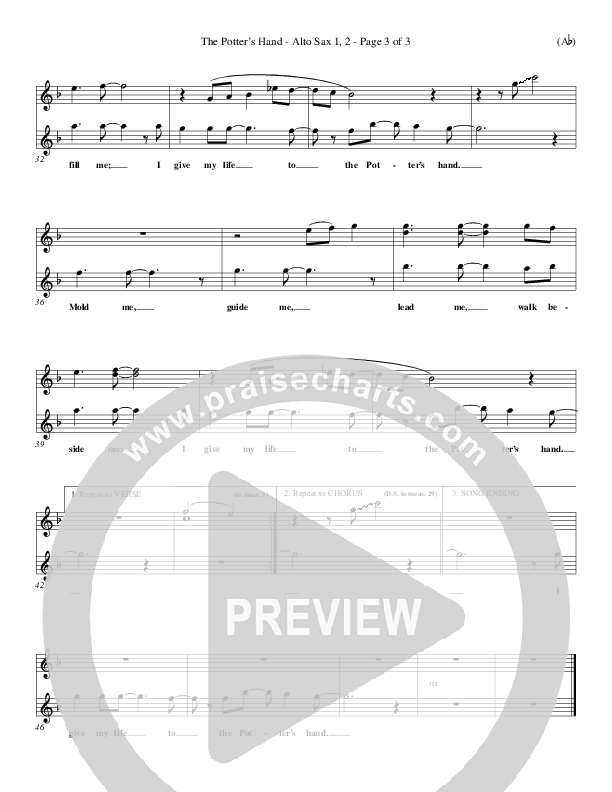 The Potter's Hand Alto Sax 1/2 (Darlene Zschech)