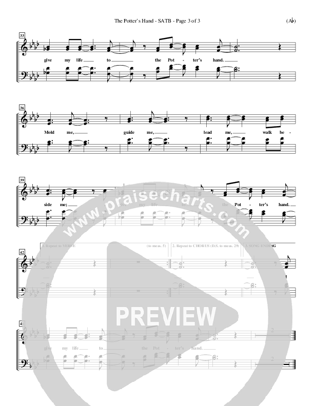 The Potter's Hand Choir Vocals (SATB) (Darlene Zschech)