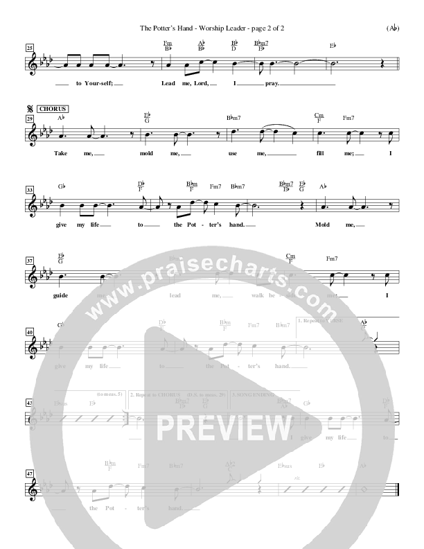 The Potter's Hand Lead Sheet (Darlene Zschech)