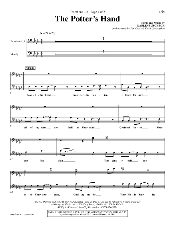 The Potter's Hand Trombone 1/2 (Darlene Zschech)