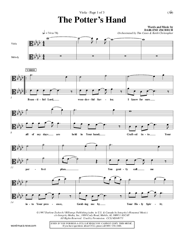 The Potter's Hand Viola (Darlene Zschech)