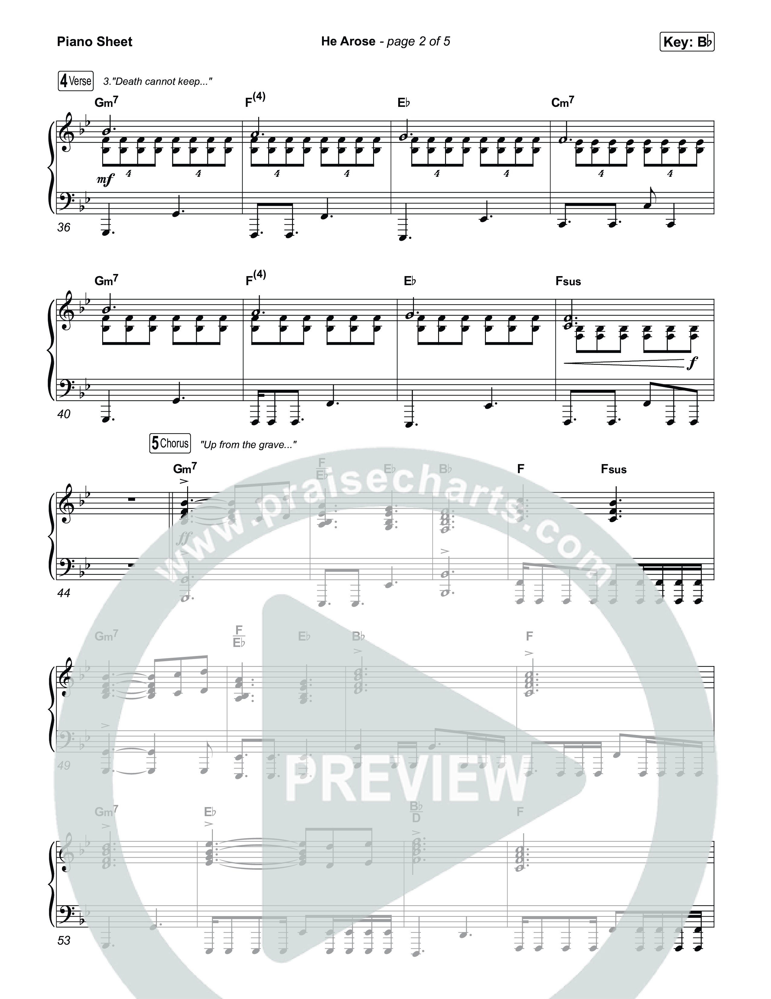 He Arose (Sing It Now) Piano Sheet (Tommee Profitt / Phil Wickham / Arr. Luke Gambill)