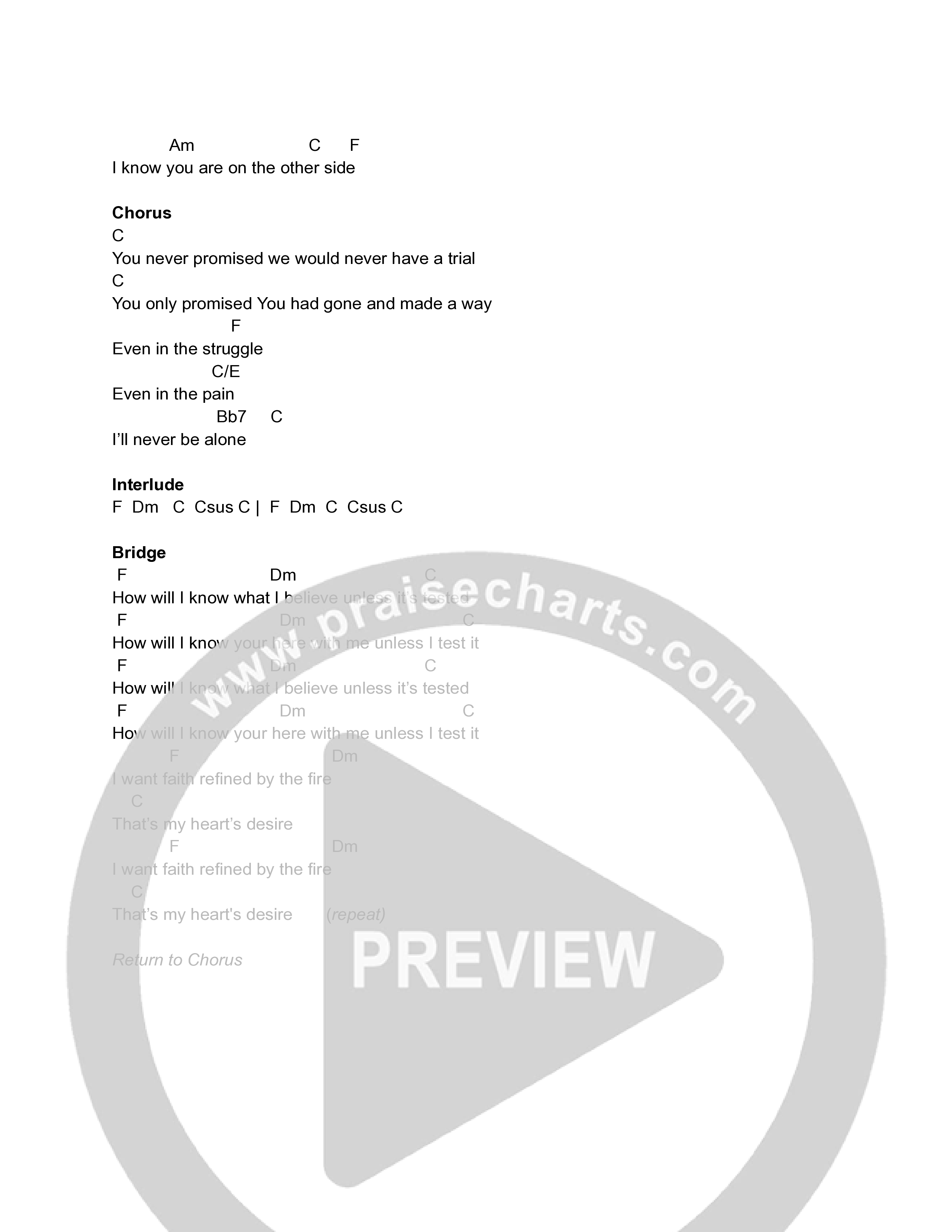 The Other Side Chord Chart (Messenger Music)