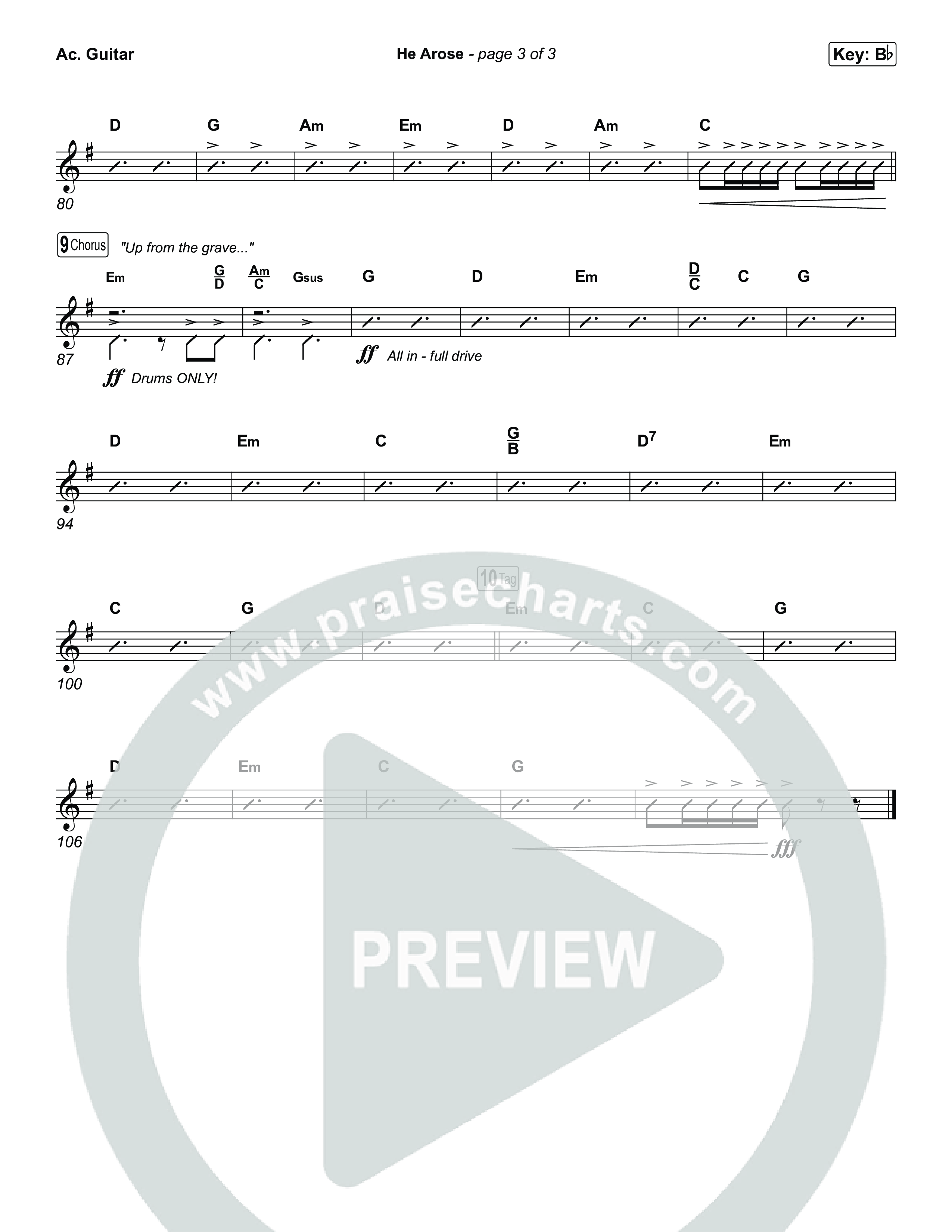 He Arose (Worship Choir/SAB) Acoustic Guitar (Tommee Profitt / Phil Wickham / Arr. Luke Gambill)