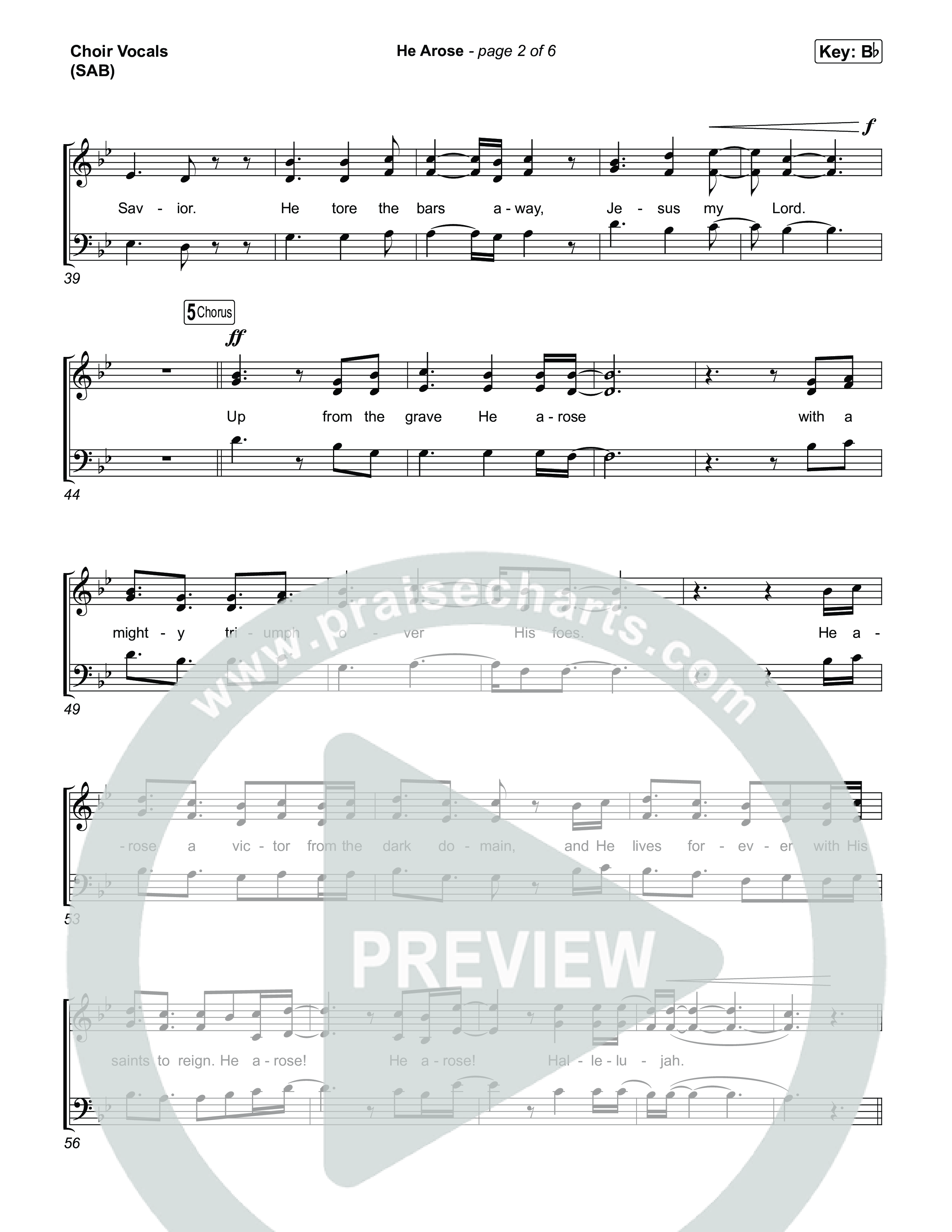 He Arose (Worship Choir/SAB) Choir Sheet (SAB) (Tommee Profitt / Phil Wickham / Arr. Luke Gambill)