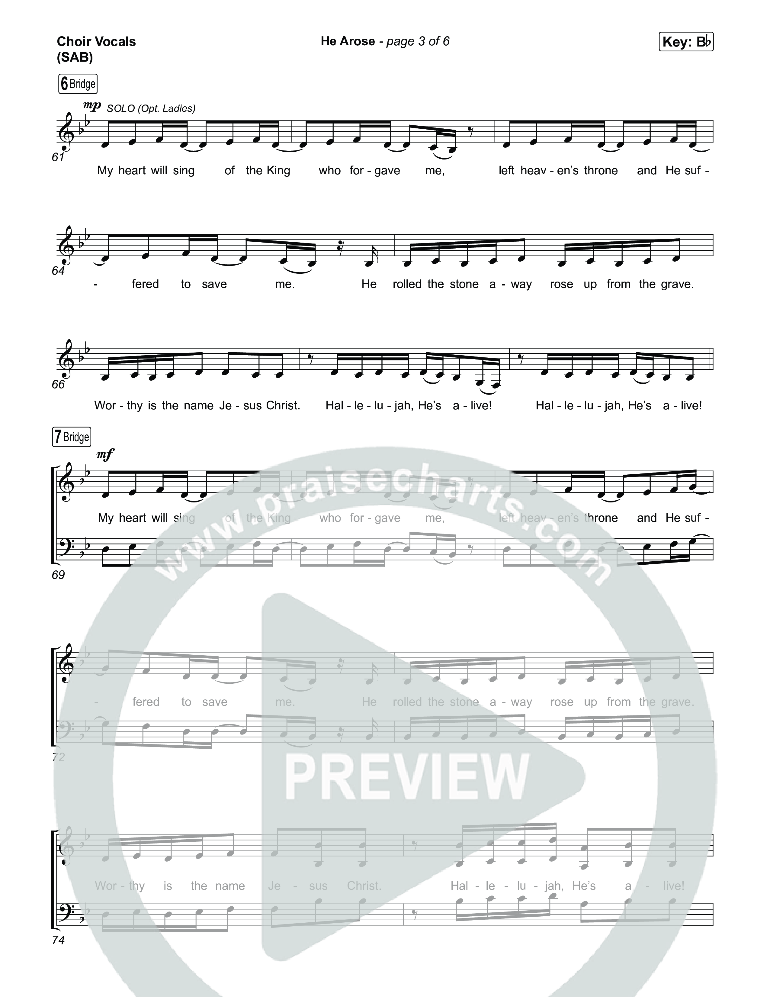 He Arose (Worship Choir/SAB) Choir Sheet (SAB) (Tommee Profitt / Phil Wickham / Arr. Luke Gambill)