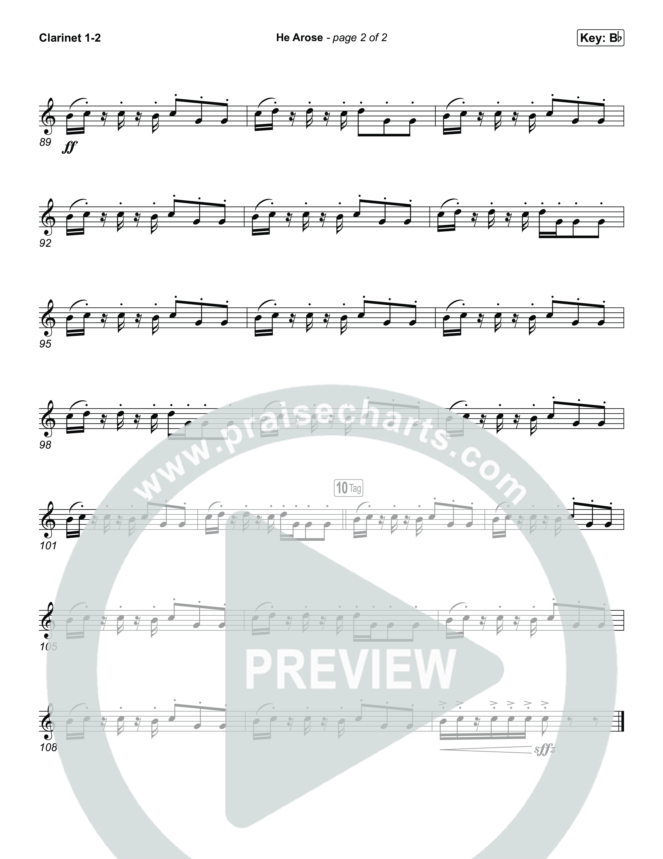 He Arose (Worship Choir/SAB) Clarinet 1/2 (Tommee Profitt / Phil Wickham / Arr. Luke Gambill)