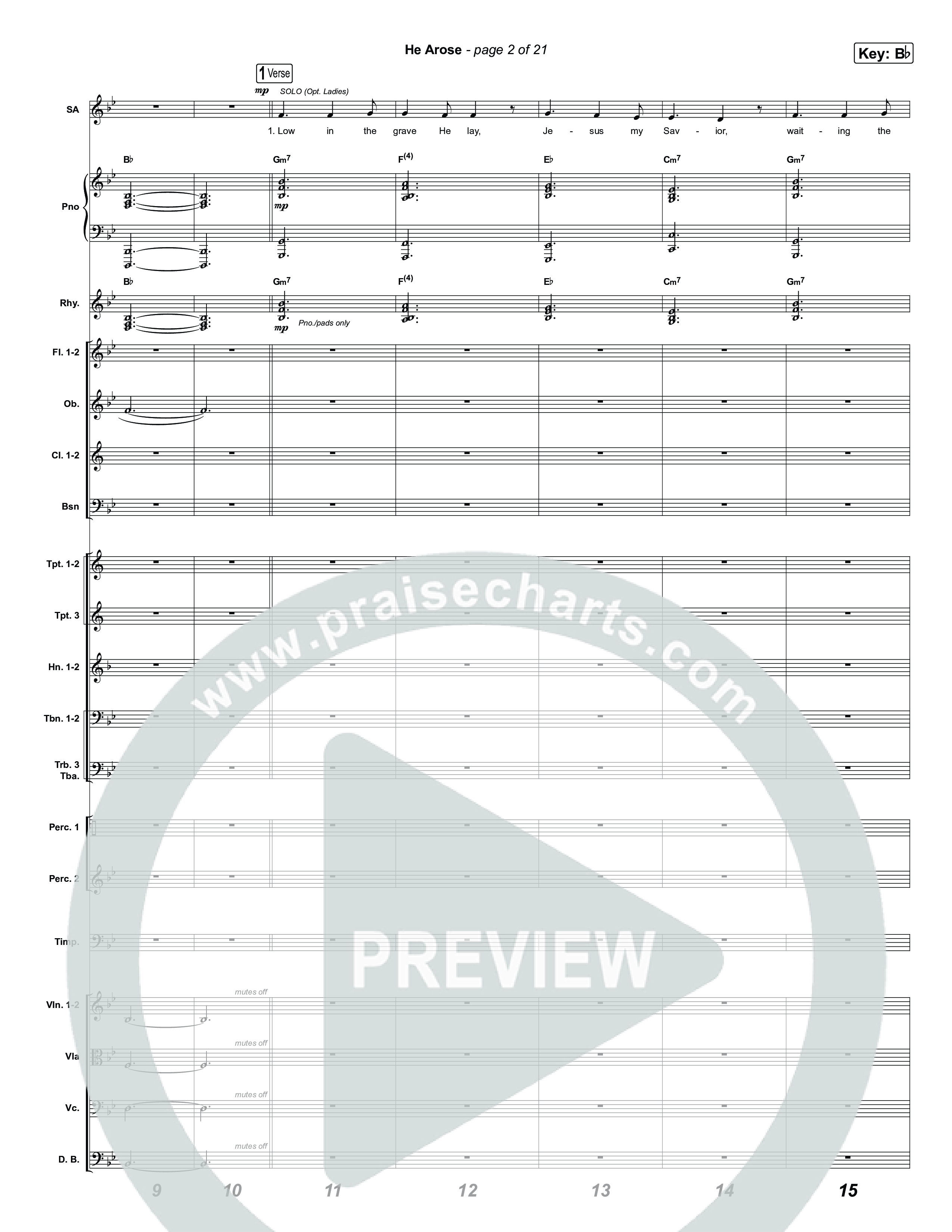 He Arose (Worship Choir/SAB) Orchestration (No Vocals) (Tommee Profitt / Phil Wickham / Arr. Luke Gambill)