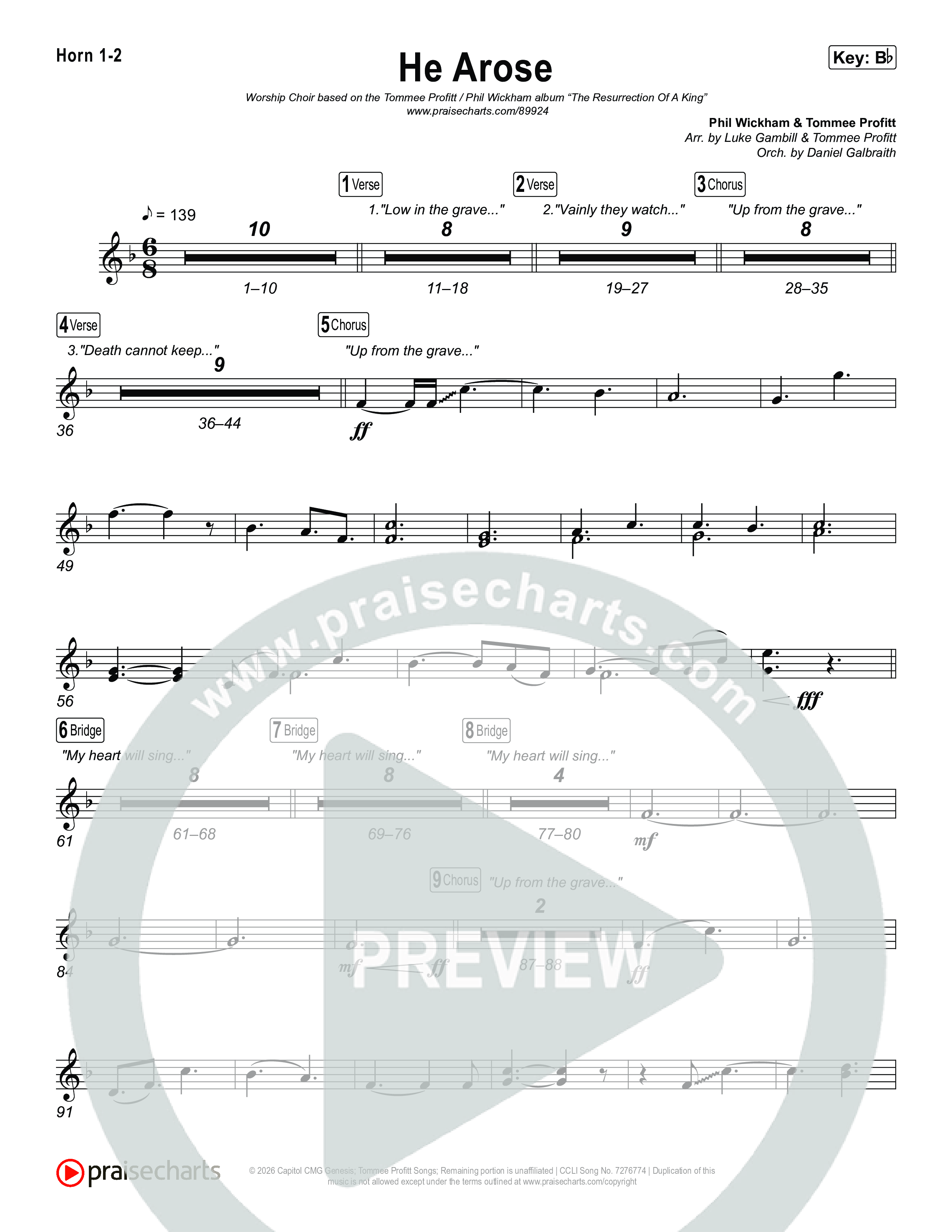 He Arose (Worship Choir/SAB) Brass Pack (Tommee Profitt / Phil Wickham / Arr. Luke Gambill)