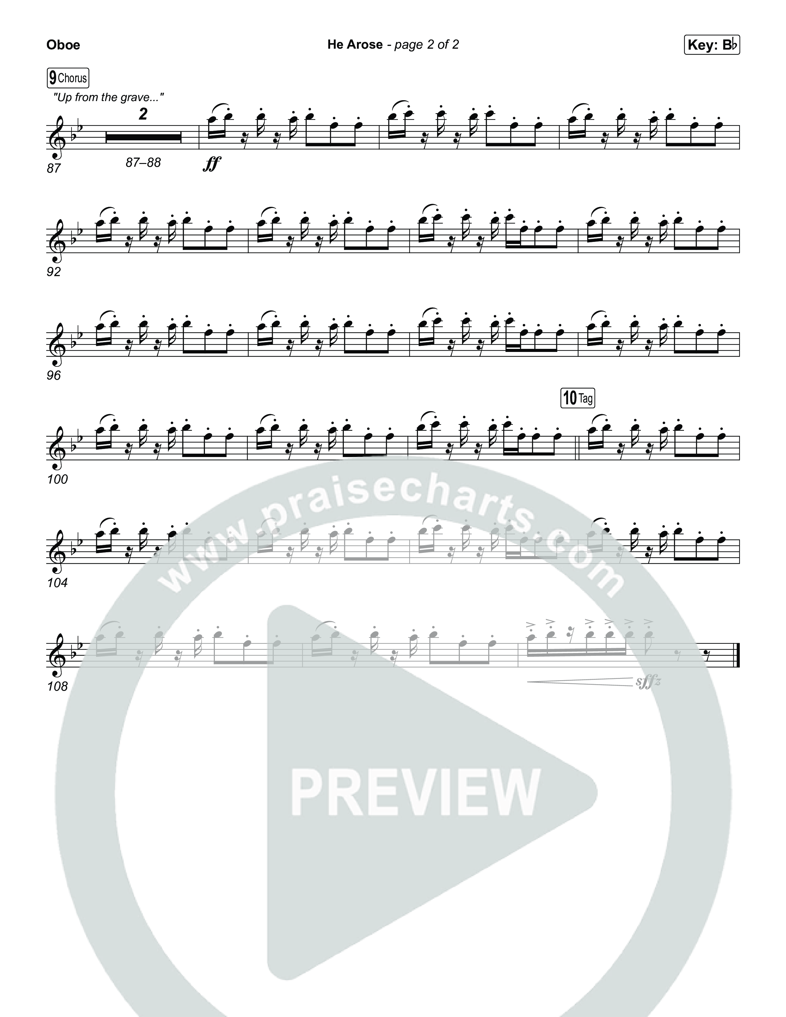 He Arose (Worship Choir/SAB) Oboe (Tommee Profitt / Phil Wickham / Arr. Luke Gambill)