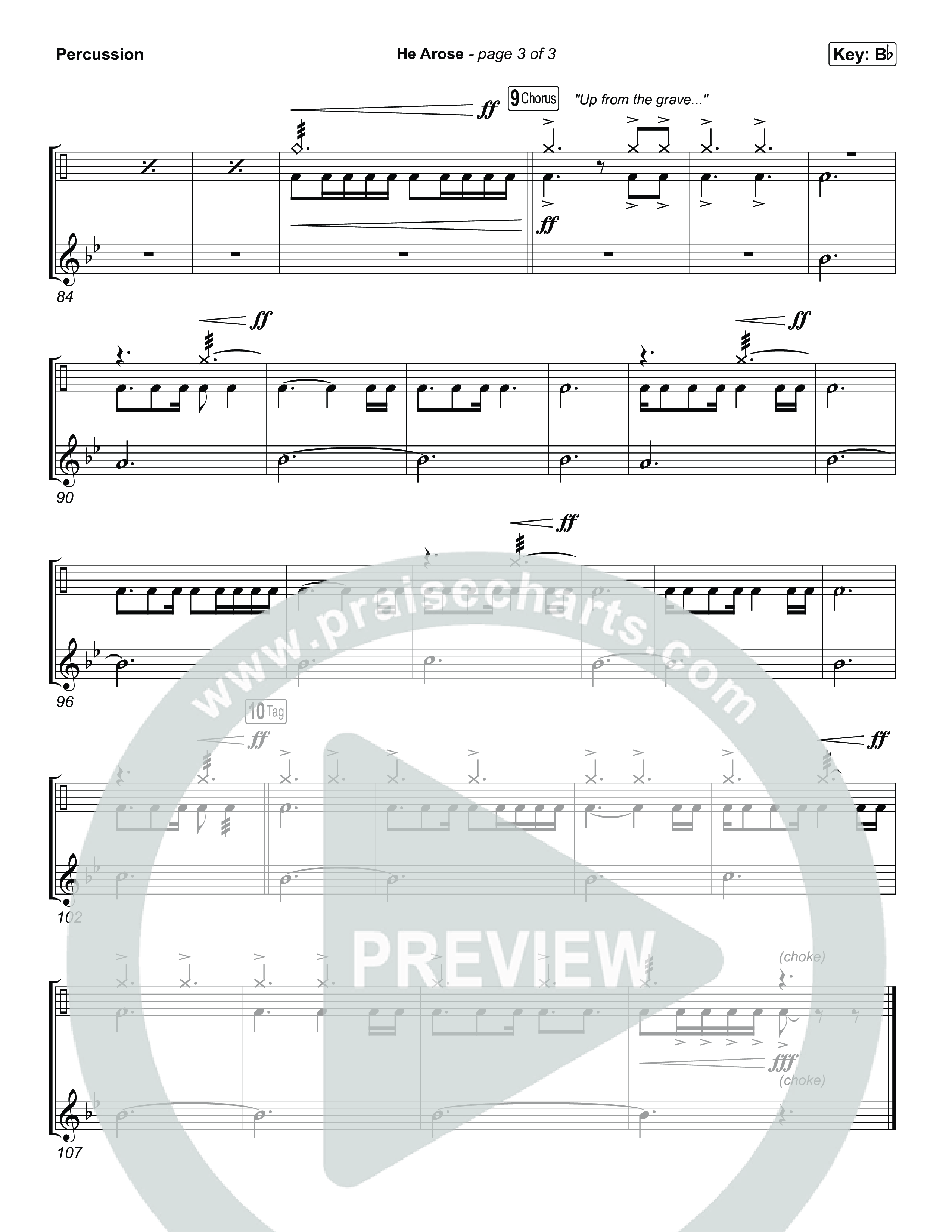 He Arose (Worship Choir/SAB) Percussion (Tommee Profitt / Phil Wickham / Arr. Luke Gambill)