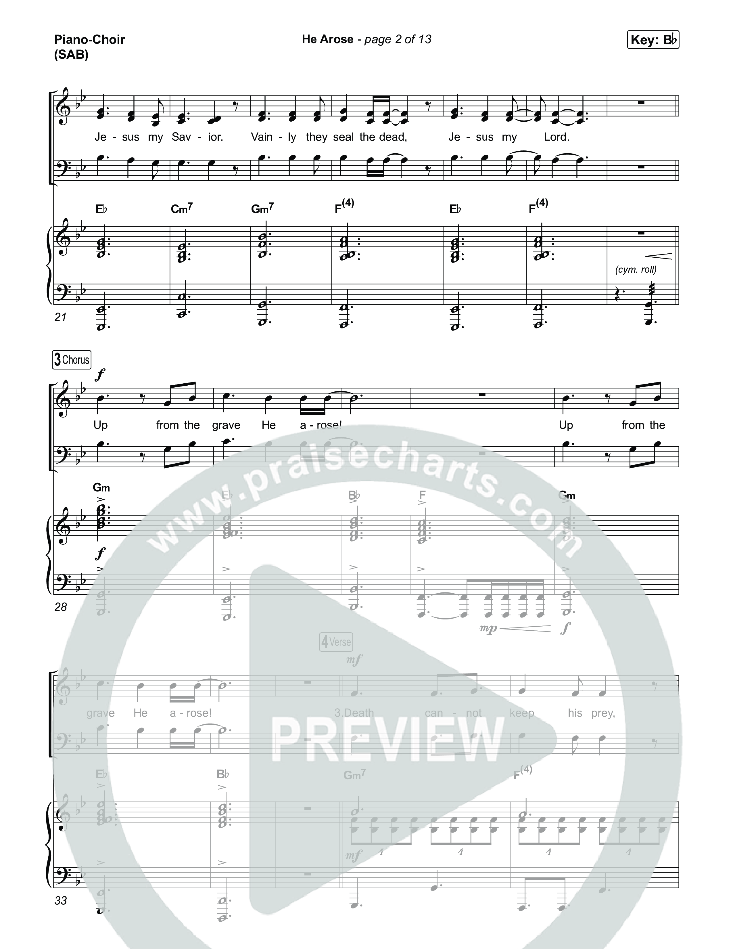 He Arose (Worship Choir/SAB) Piano/Choir (SAB) (Tommee Profitt / Phil Wickham / Arr. Luke Gambill)