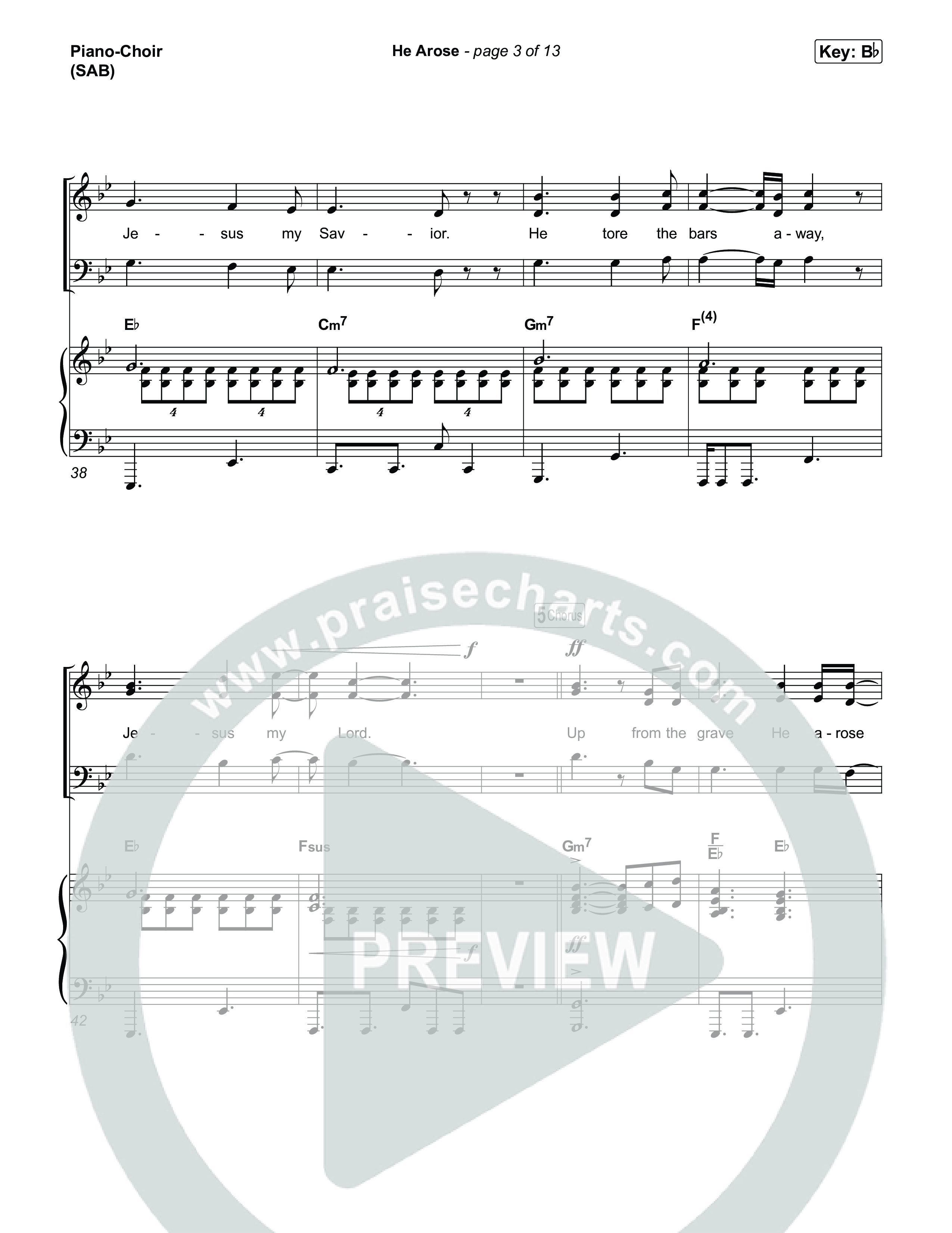 He Arose (Worship Choir/SAB) Piano/Choir (SAB) (Tommee Profitt / Phil Wickham / Arr. Luke Gambill)