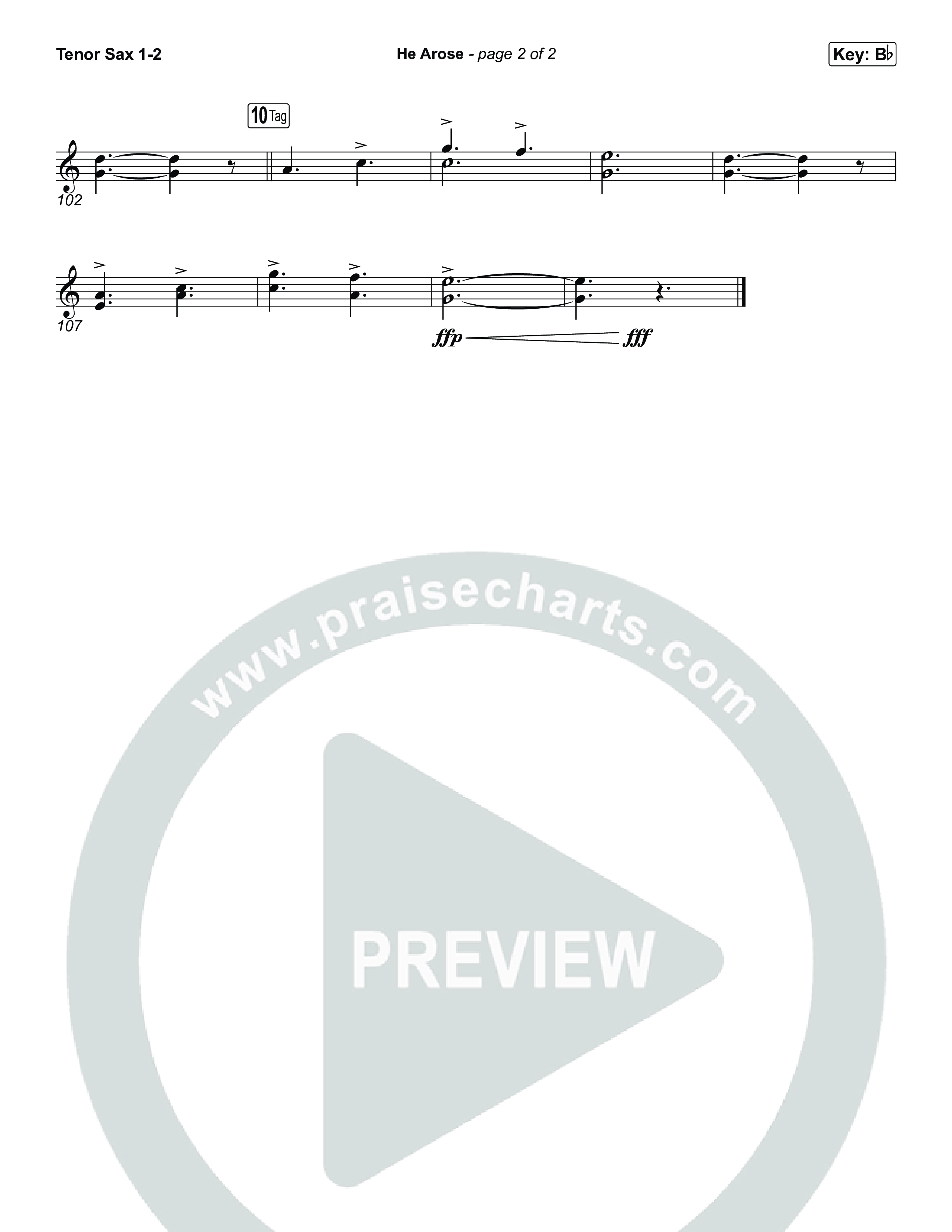 He Arose (Worship Choir/SAB) Tenor Sax 1/2 (Tommee Profitt / Phil Wickham / Arr. Luke Gambill)