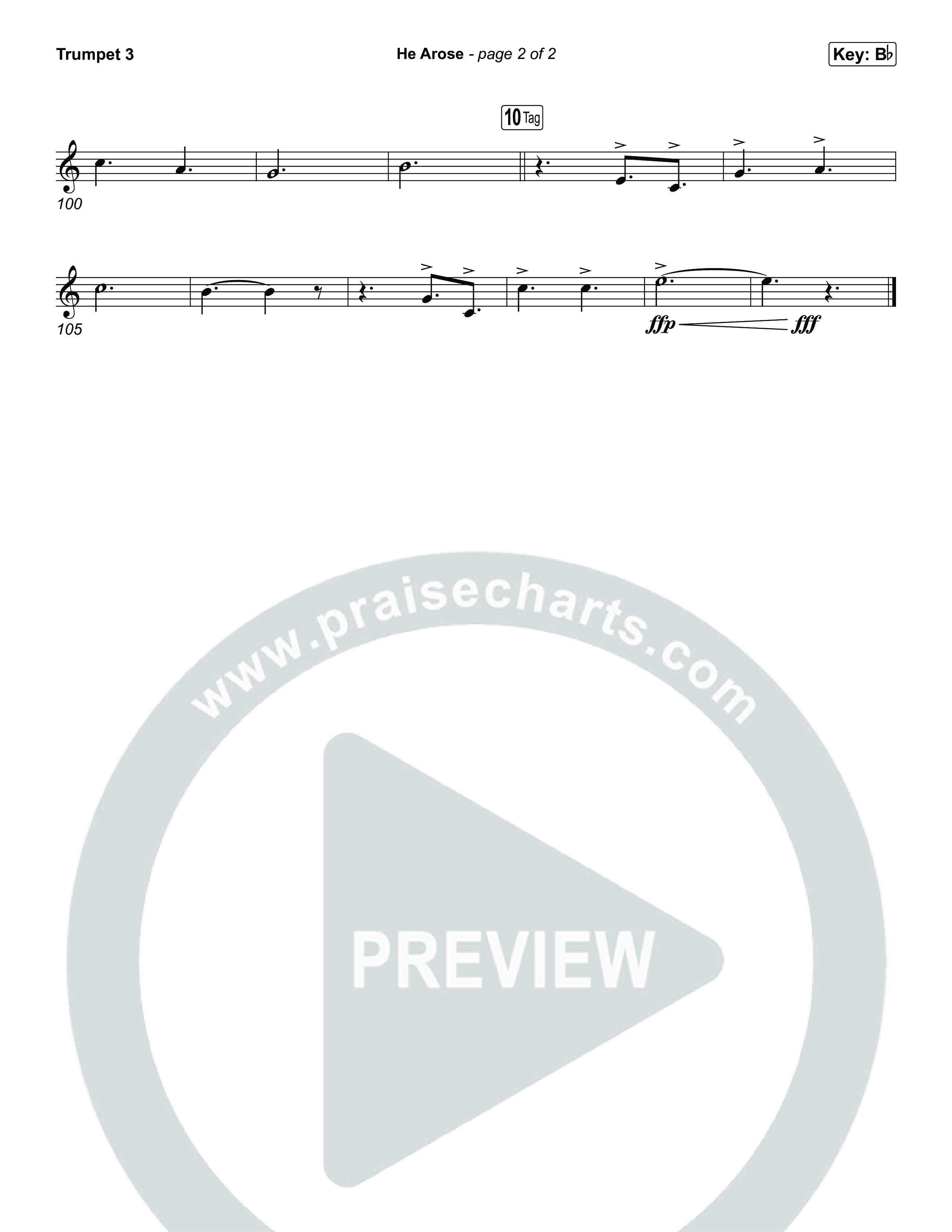 He Arose (Worship Choir/SAB) Trumpet 3 (Tommee Profitt / Phil Wickham / Arr. Luke Gambill)