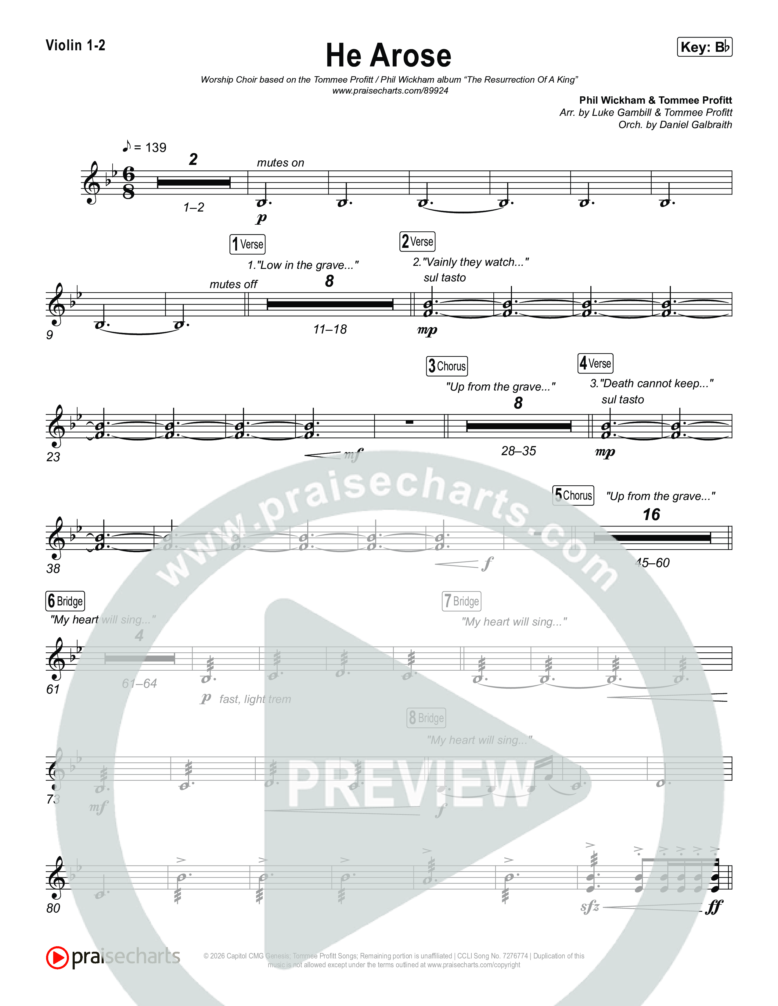 He Arose (Worship Choir/SAB) String Pack (Tommee Profitt / Phil Wickham / Arr. Luke Gambill)