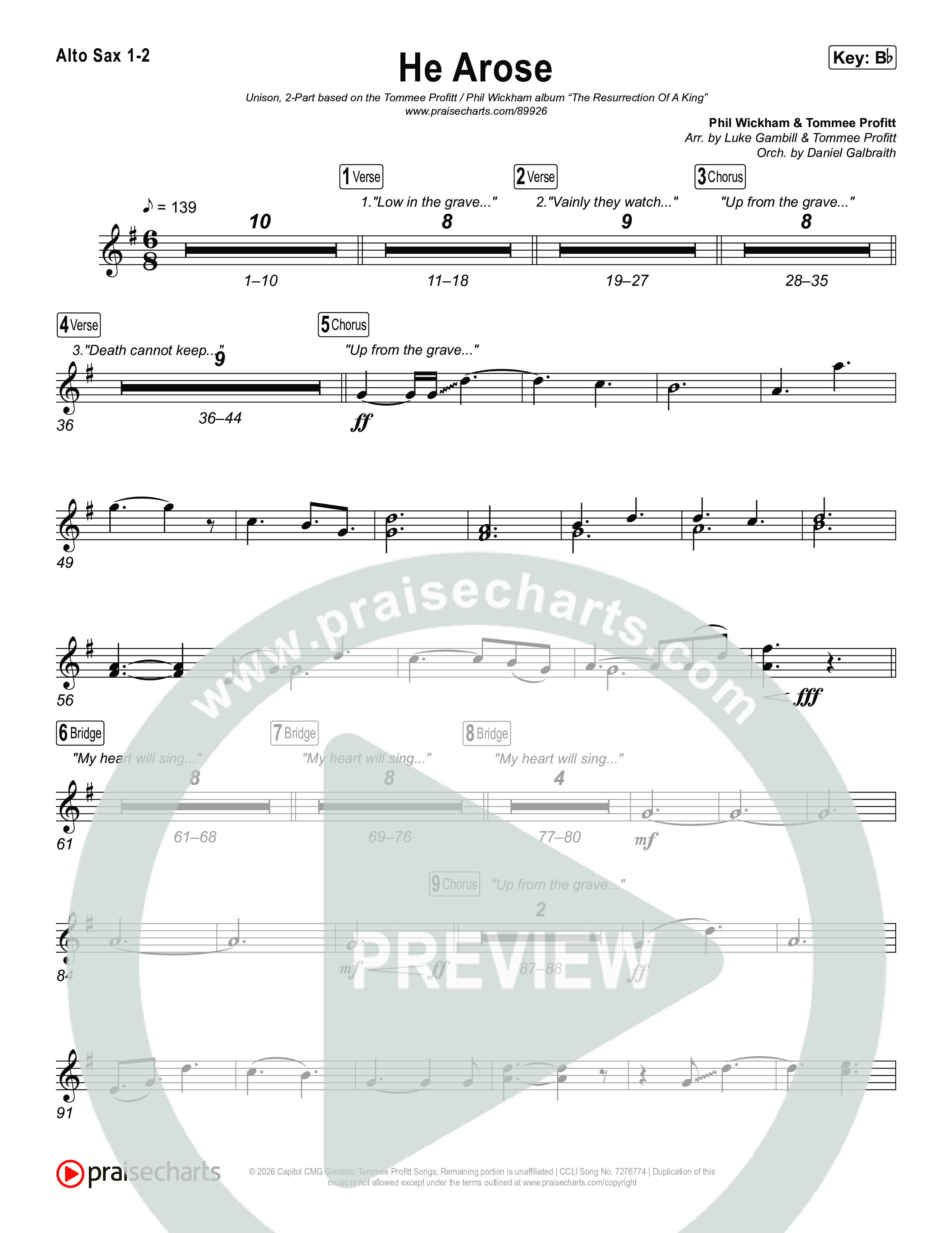 He Arose (Unison/2-Part) Sax Pack (Tommee Profitt / Phil Wickham / Arr. Luke Gambill)