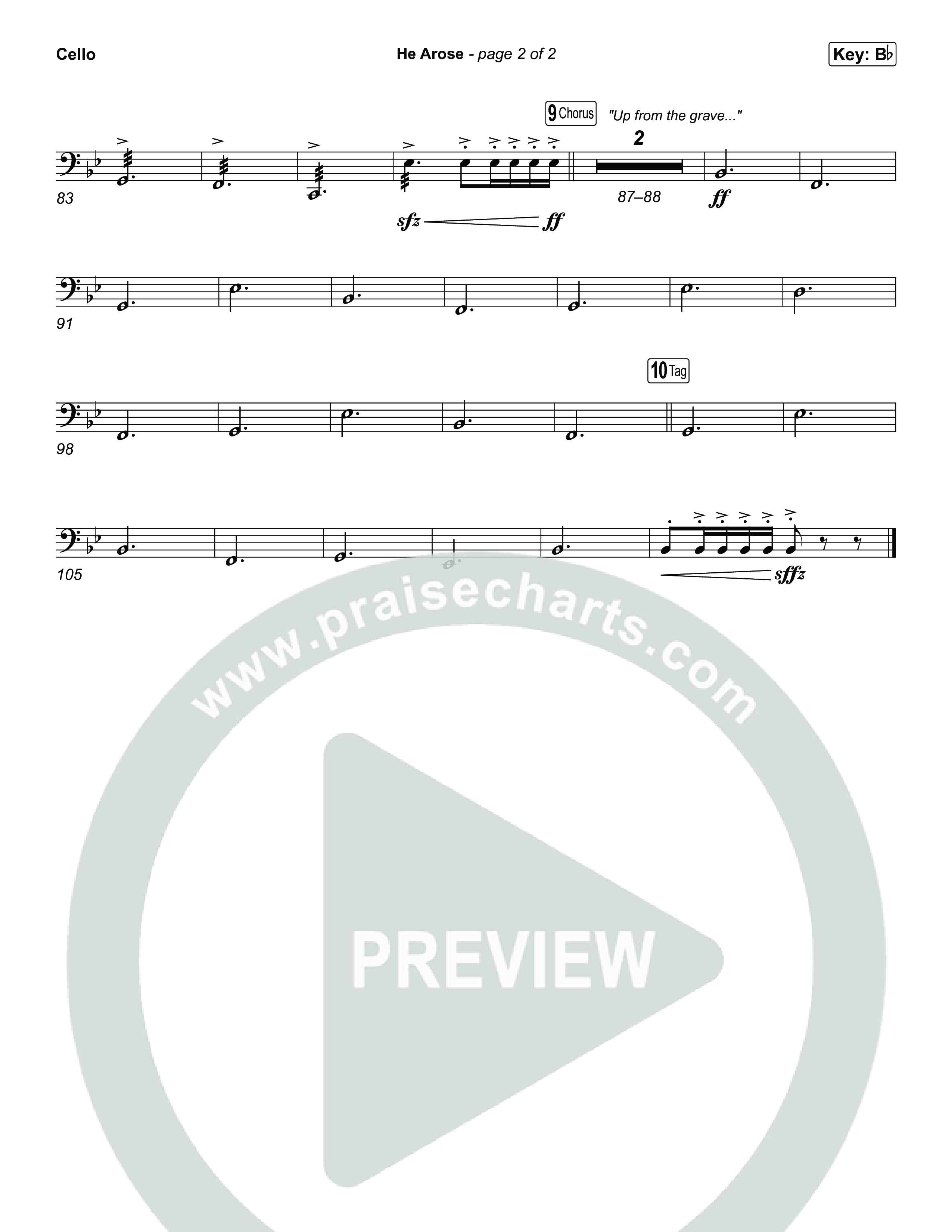 He Arose (Unison/2-Part) Cello (Tommee Profitt / Phil Wickham / Arr. Luke Gambill)