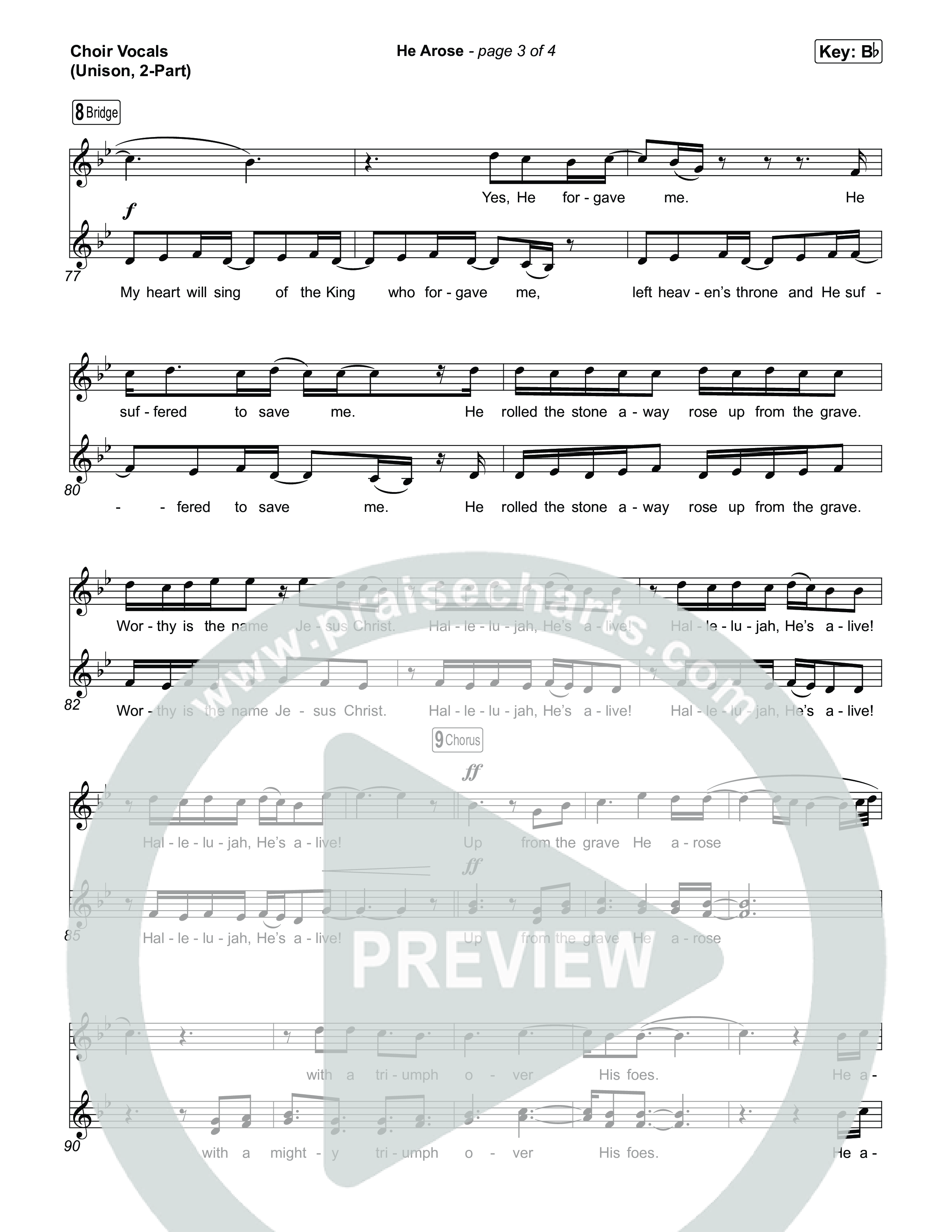 He Arose (Unison/2-Part) Choir Vocals (Uni/2-Part) (Tommee Profitt / Phil Wickham / Arr. Luke Gambill)