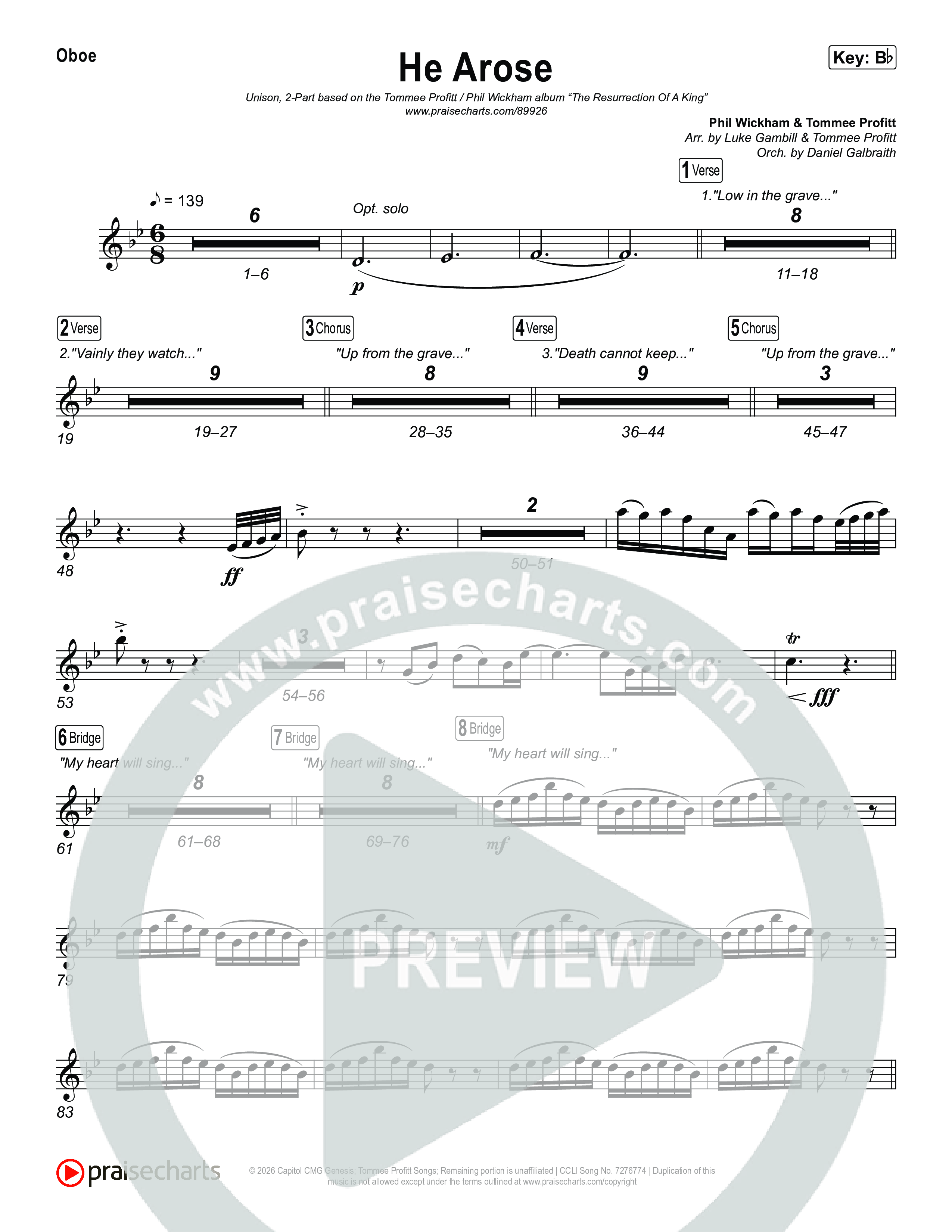 He Arose (Unison/2-Part) Wind Pack (Tommee Profitt / Phil Wickham / Arr. Luke Gambill)