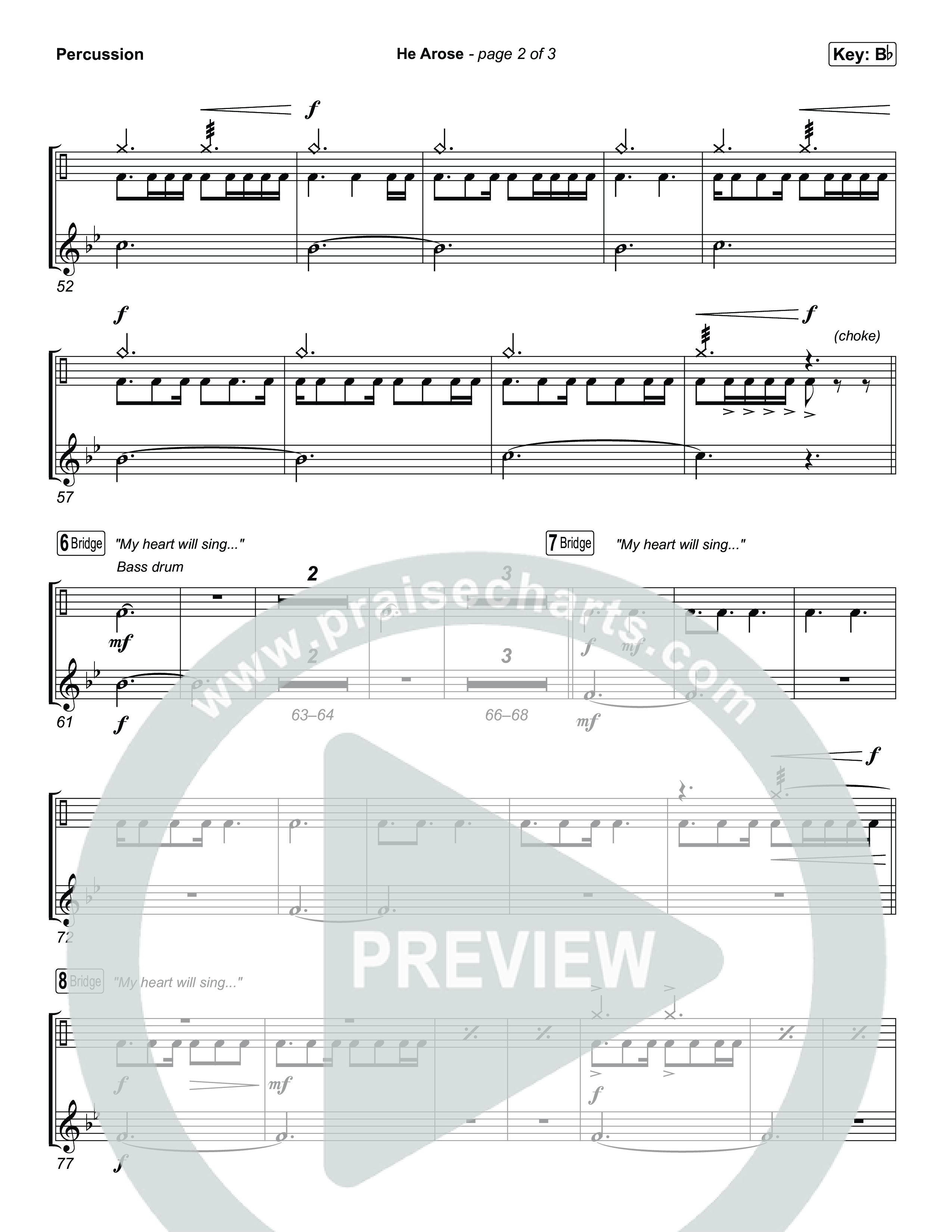 He Arose (Unison/2-Part) Percussion (Tommee Profitt / Phil Wickham / Arr. Luke Gambill)