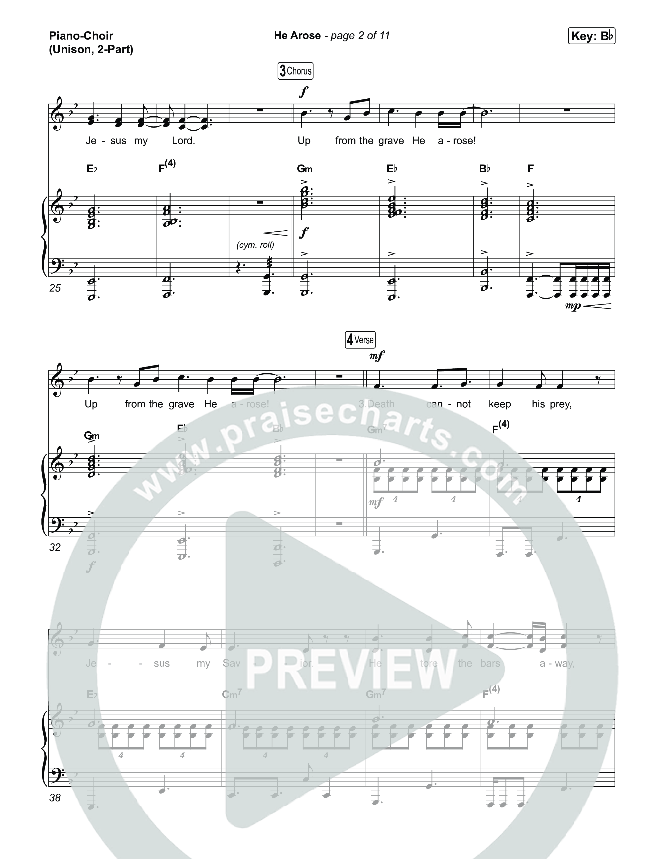 He Arose (Unison/2-Part) Piano/Choir  (Uni/2-Part) (Tommee Profitt / Phil Wickham / Arr. Luke Gambill)