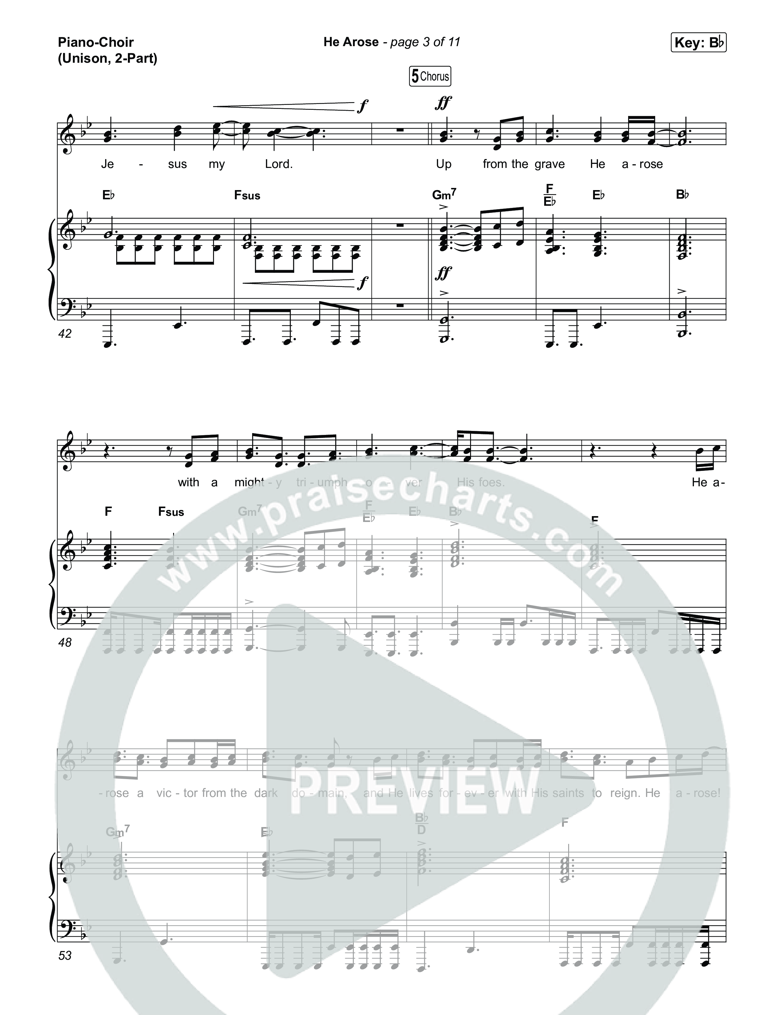 He Arose (Unison/2-Part) Piano/Choir  (Uni/2-Part) (Tommee Profitt / Phil Wickham / Arr. Luke Gambill)