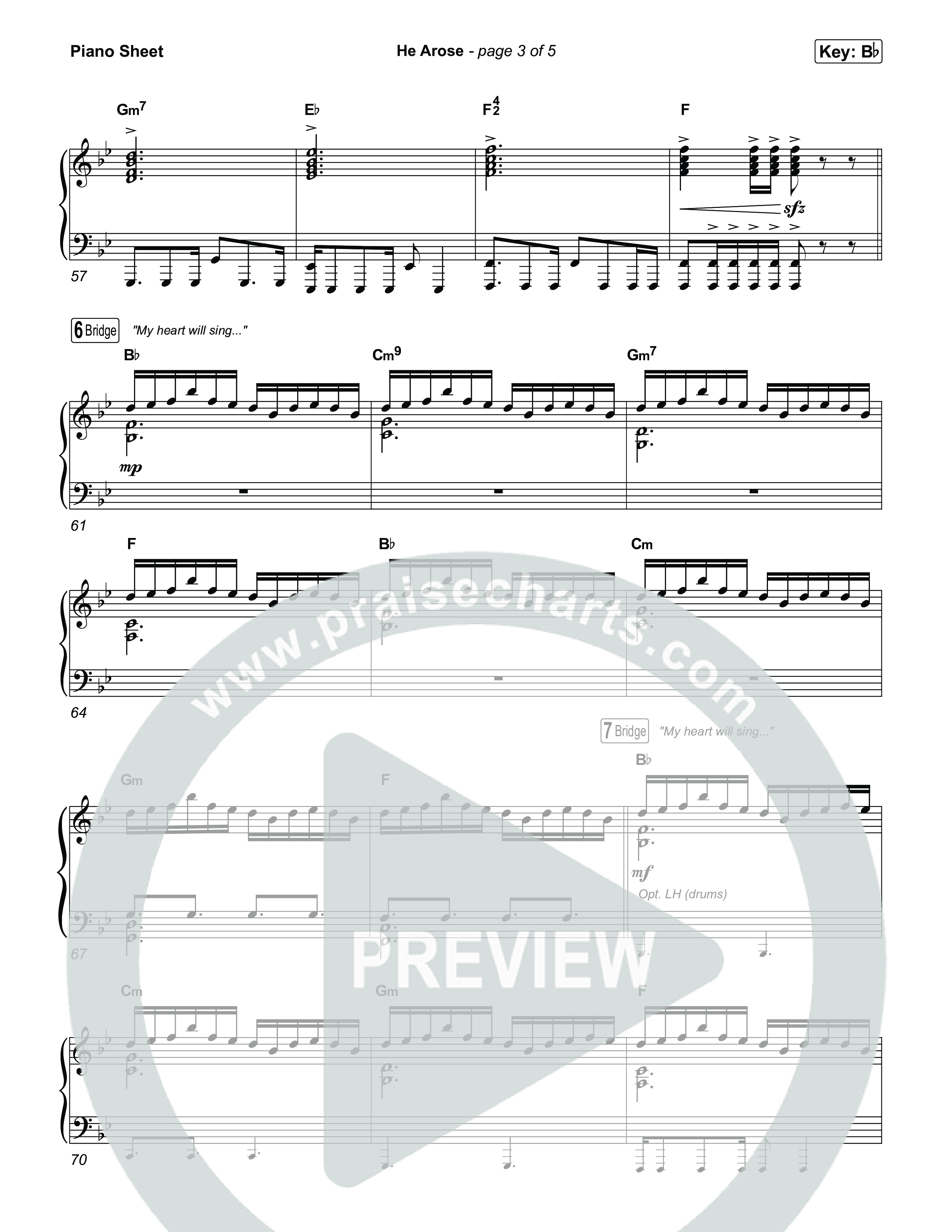 He Arose (Unison/2-Part) Piano Sheet (Tommee Profitt / Phil Wickham / Arr. Luke Gambill)