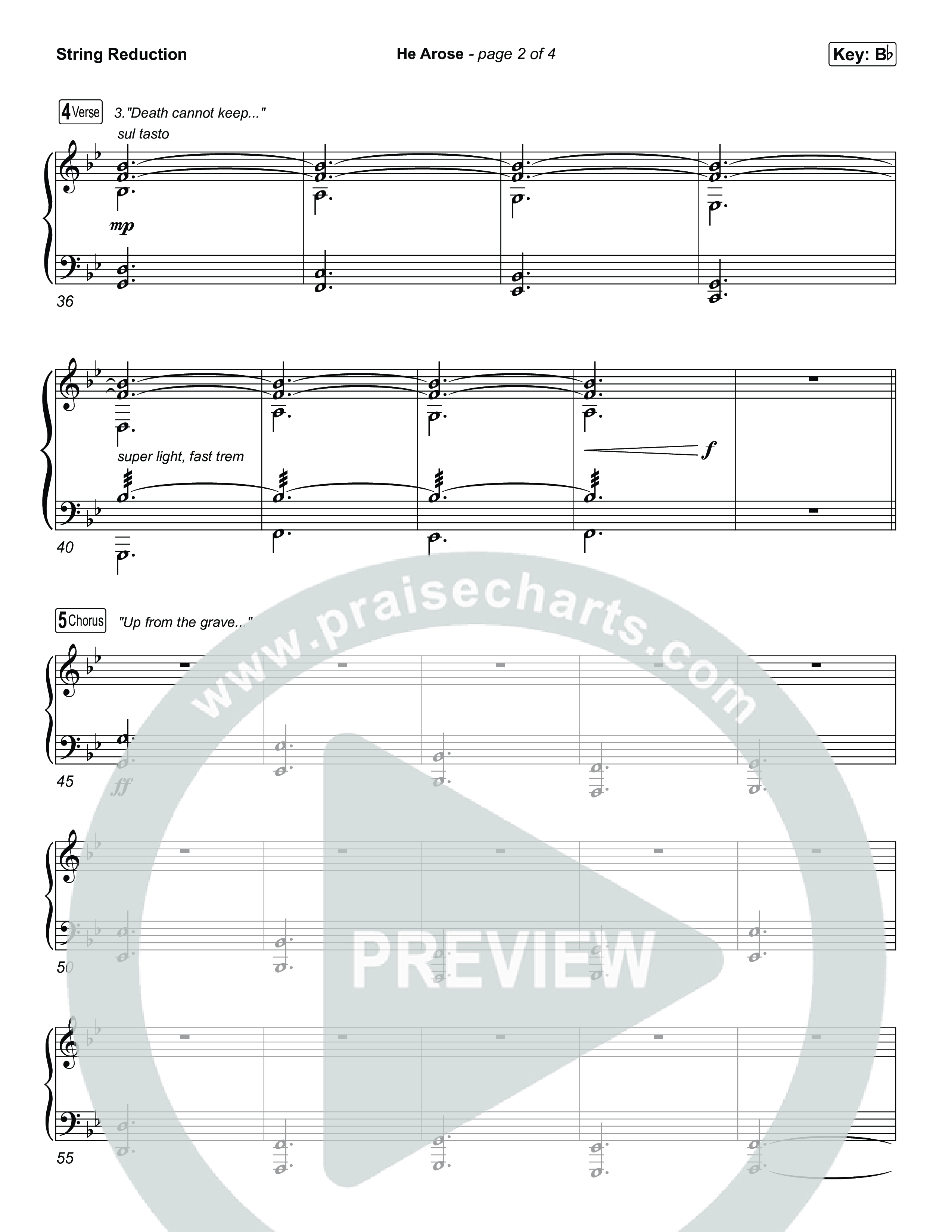 He Arose (Unison/2-Part) String Reduction (Tommee Profitt / Phil Wickham / Arr. Luke Gambill)