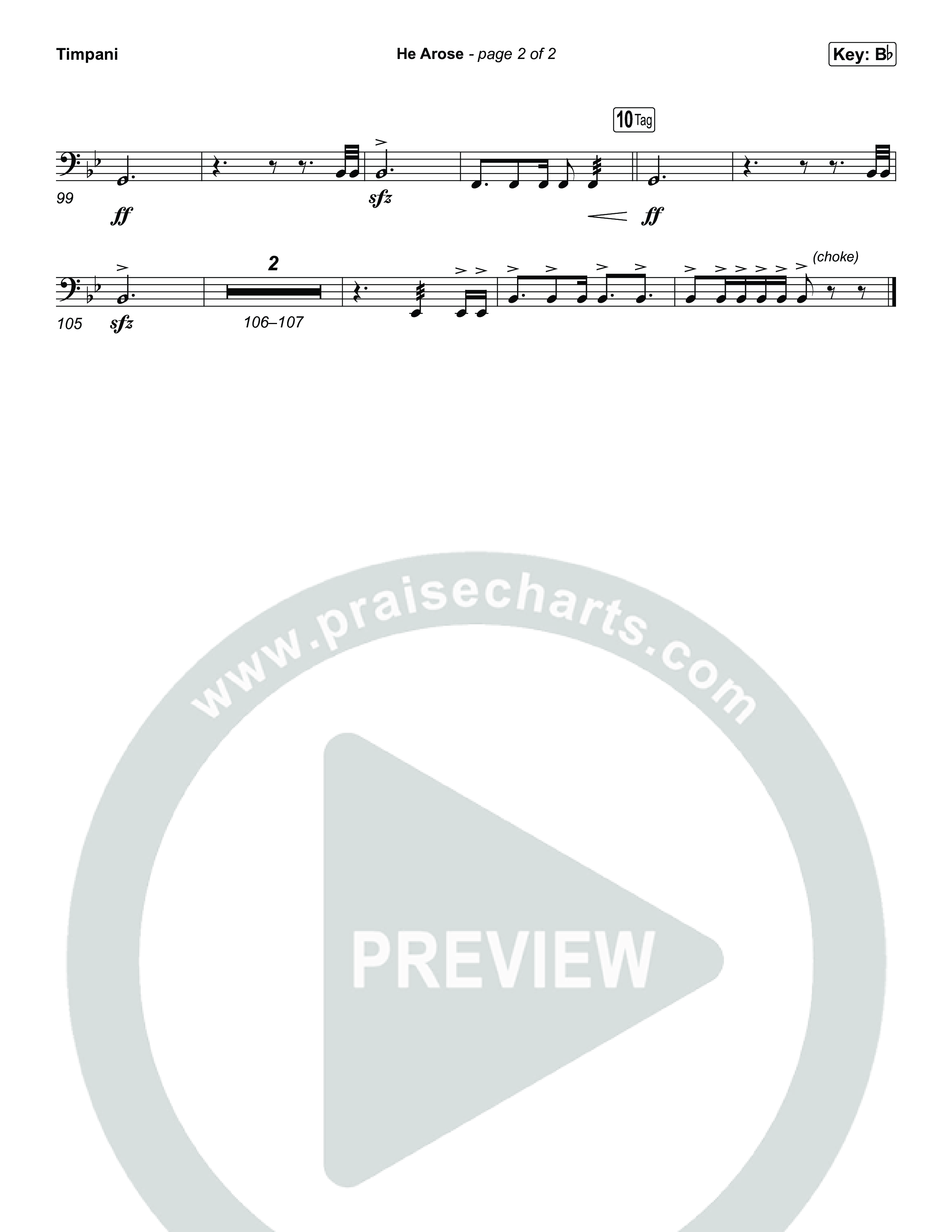 He Arose (Unison/2-Part) Timpani (Tommee Profitt / Phil Wickham / Arr. Luke Gambill)