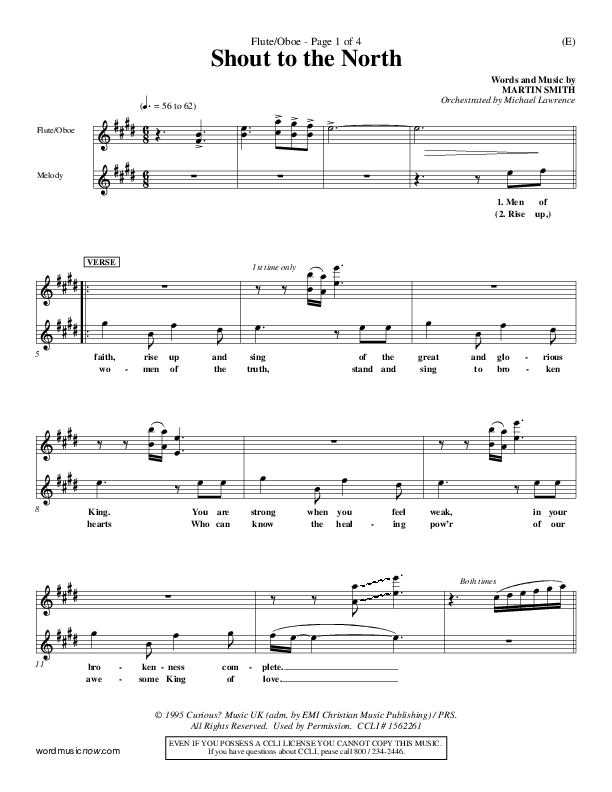 Shout To The North Flute/Oboe (Delirious)