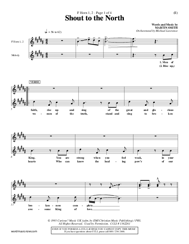 Shout To The North French Horn 1/2 (Delirious)