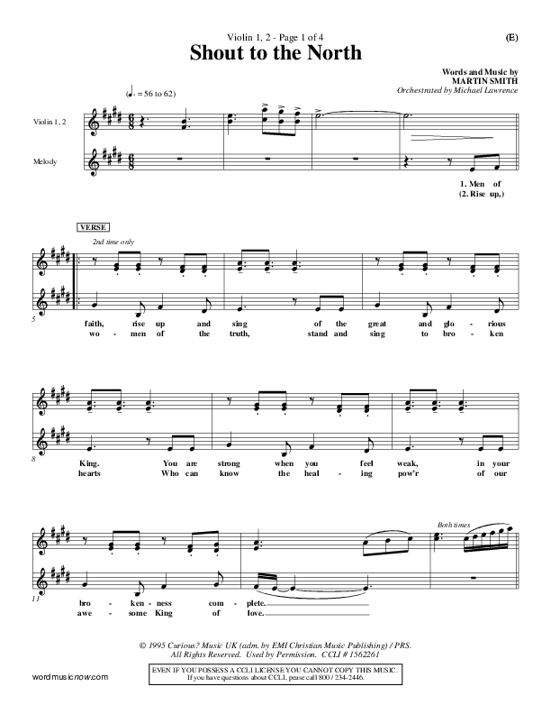 Shout To The North Violin 1/2 (Delirious)