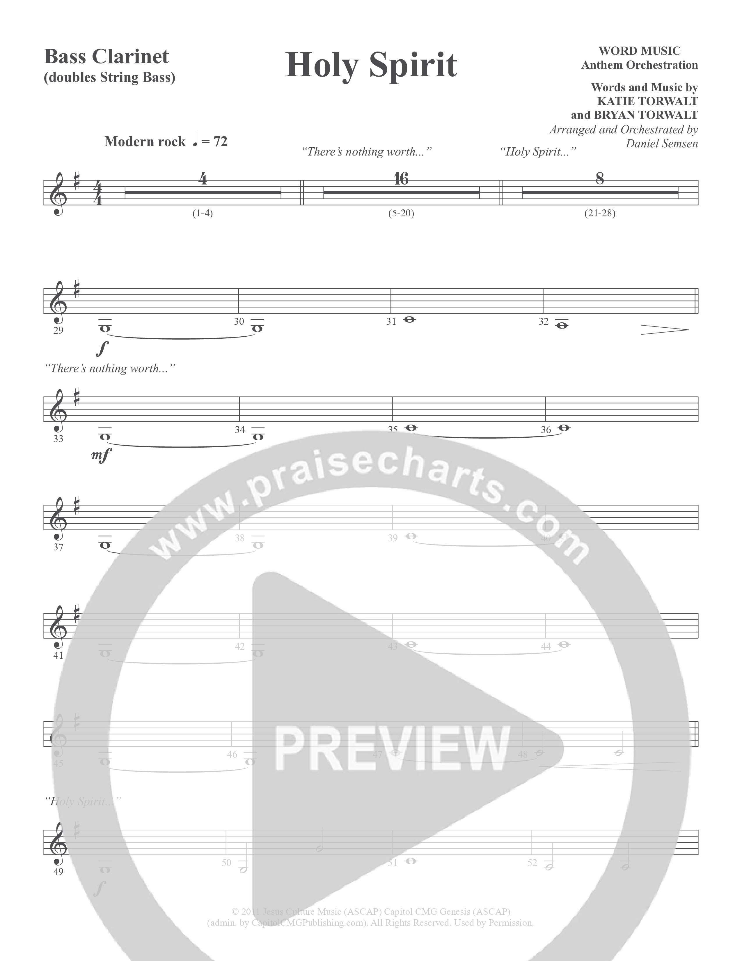 Holy Spirit (Choral Anthem SATB) Bass Clarinet (Word Music Choral / Arr. Daniel Semsen)