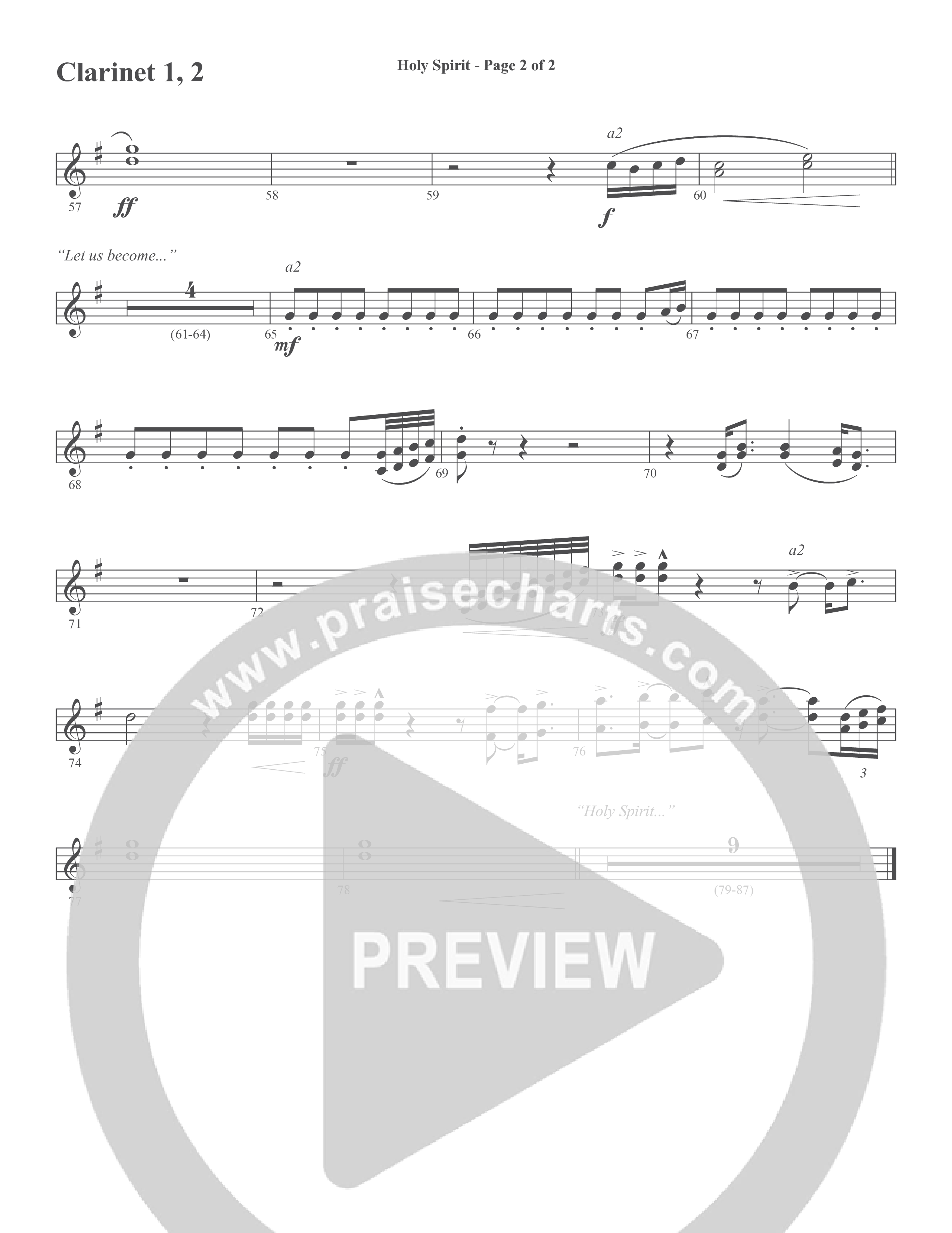 Holy Spirit (Choral Anthem SATB) Clarinet 1/2 (Word Music Choral / Arr. Daniel Semsen)