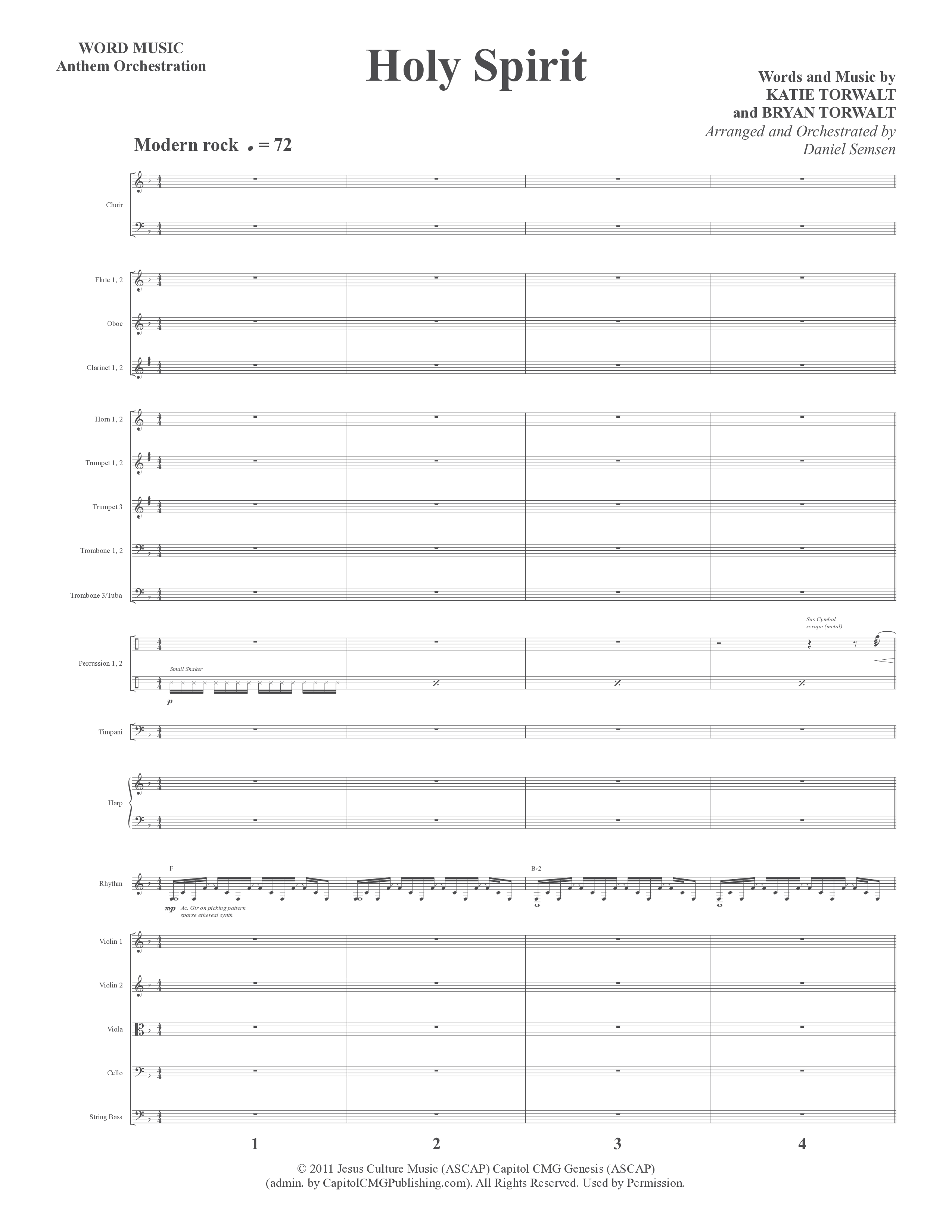 Holy Spirit  (Choral Anthem SATB) Orchestration (Word Music Choral / Arr. Daniel Semsen)