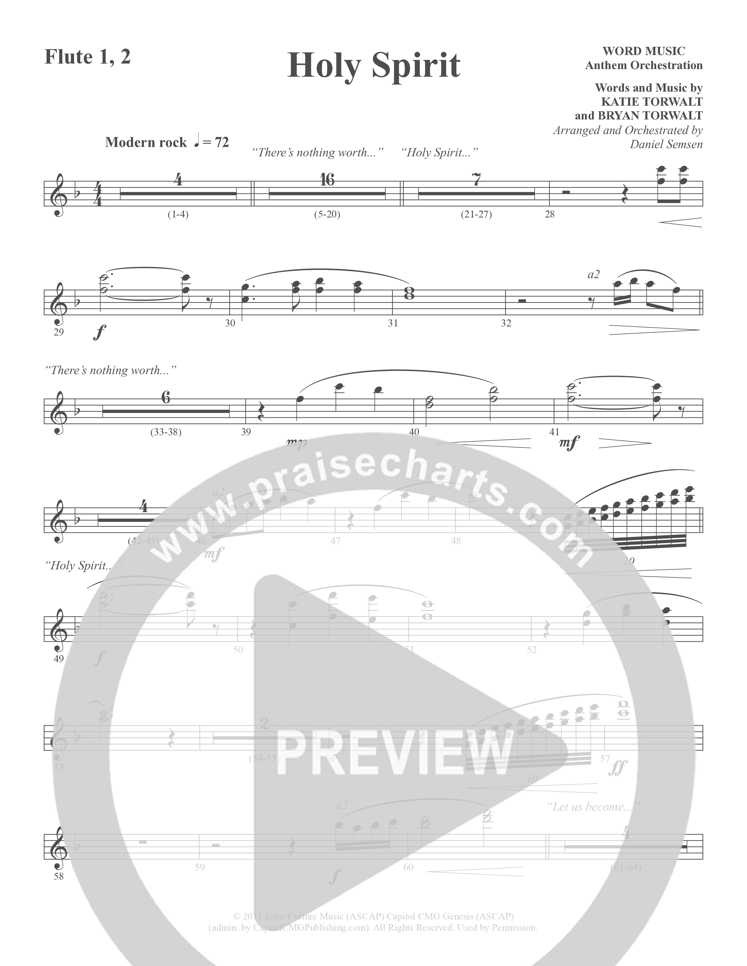 Holy Spirit (Choral Anthem SATB) Flute 1/2 (Word Music Choral / Arr. Daniel Semsen)