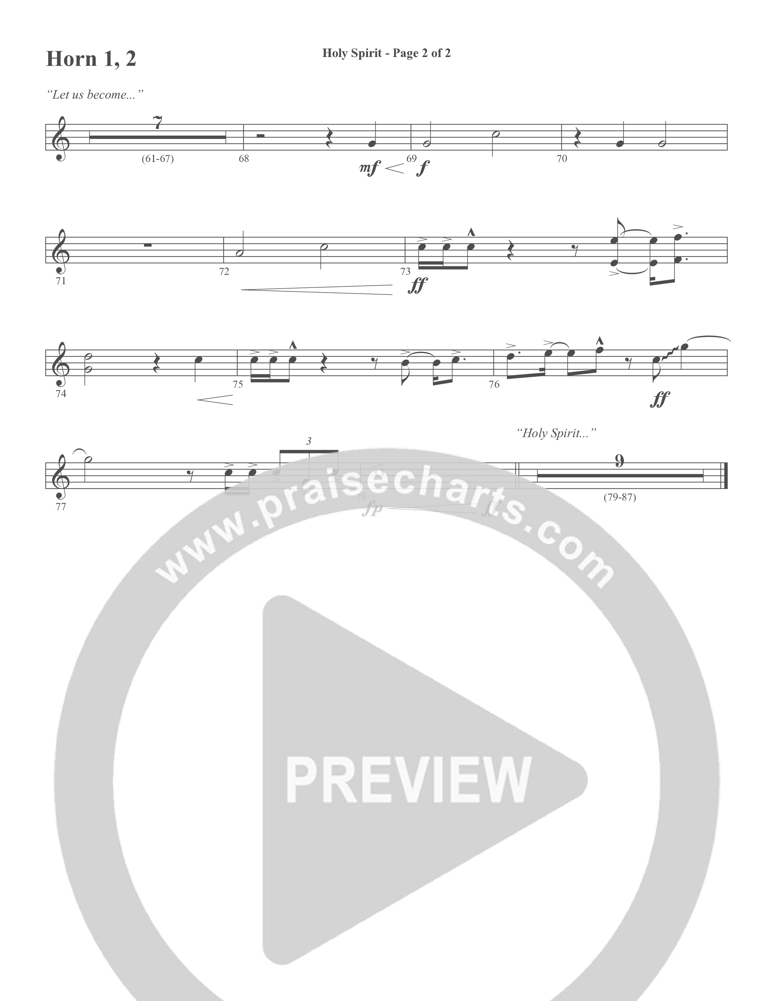Holy Spirit (Choral Anthem SATB) French Horn 1/2 (Word Music Choral / Arr. Daniel Semsen)